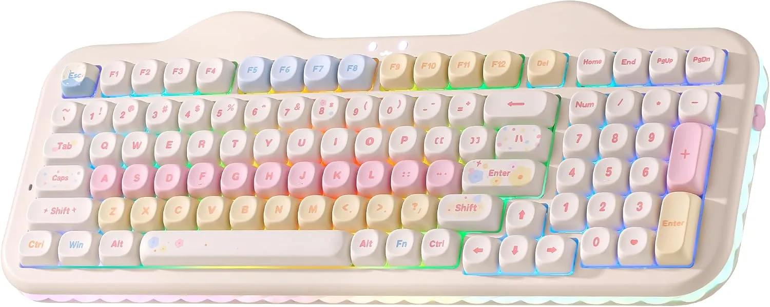 Teclado Gamer Mecánico Inalámbrico Yunzii C98 Beige Candy Switch