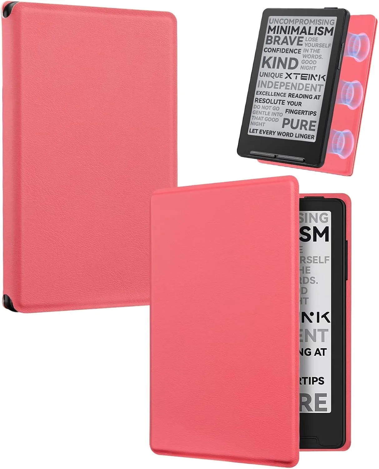 CoBak Magnetic Case for XTEINK X3 eBook Reader, 3.7" Ultra-Lightweight PU Leather Cover(Rose Red)
