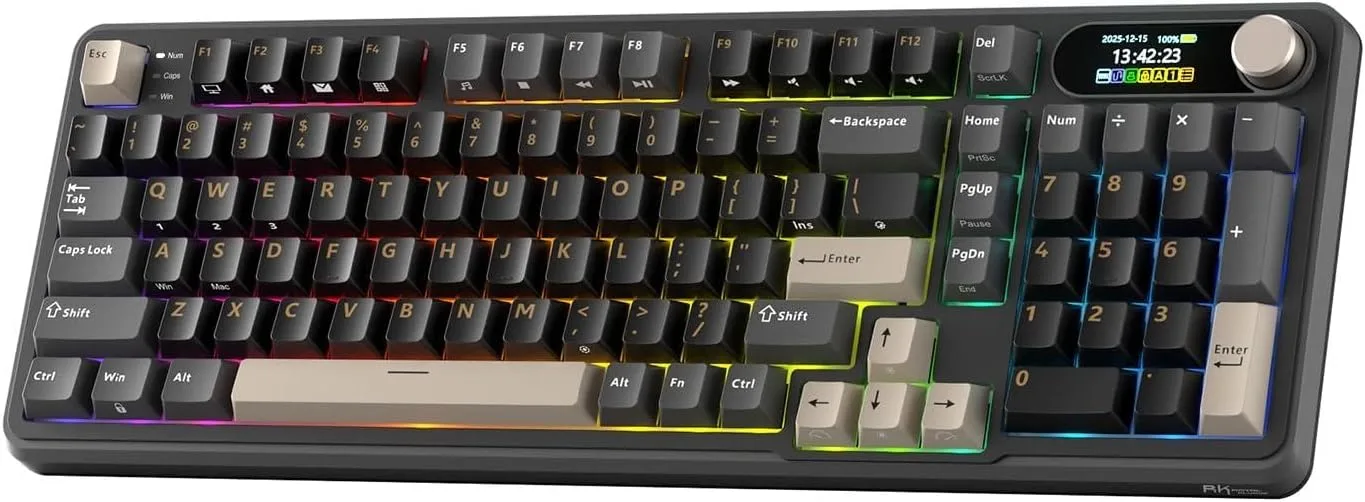 Teclado Gamer RK Royal Kludge S98 inalámbrico mecánico con pantalla inteligente y perilla