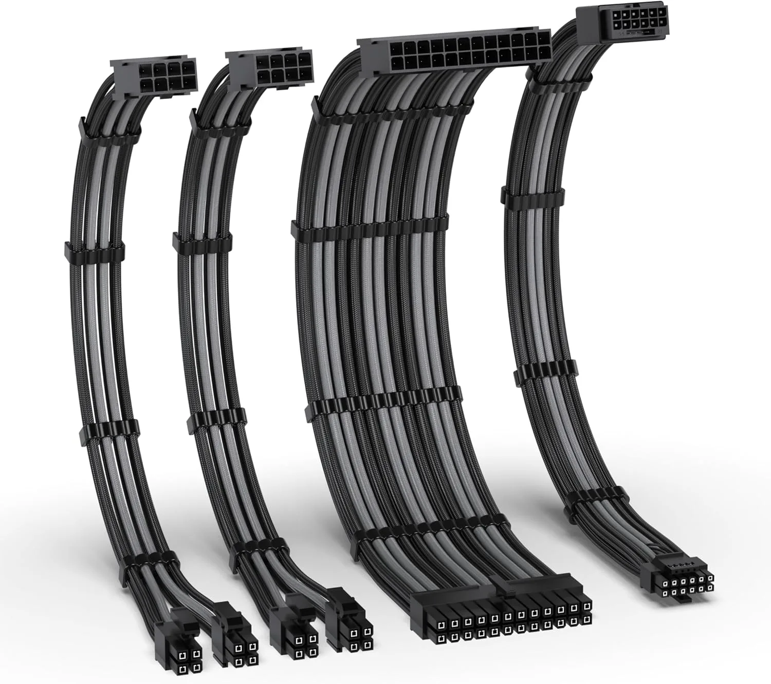EZDIY-FAB 12VHPWR PSU Extension Kit, 1x24-Pin/2xEPS/1x12+4 Pin, Black Grey