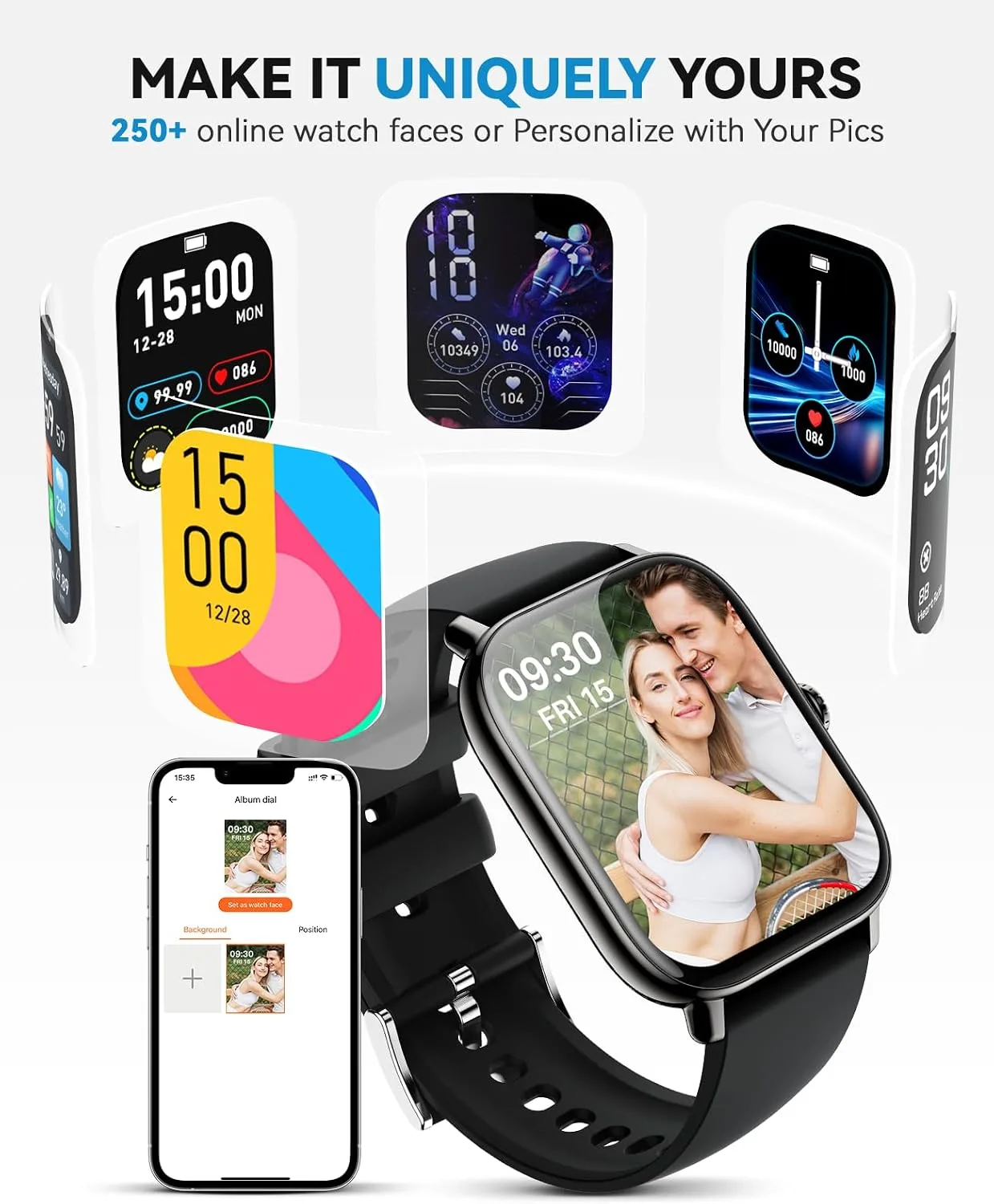 Smart Watch for Women Men- Answer/Make Call, 2025 IP68 Waterproof Fitness Step Tracker Watch with Sleep Monitor/Activity Counter/110+ Sport Mode, Smartwatch for Andriod iPhone iOS Samsung Compatible