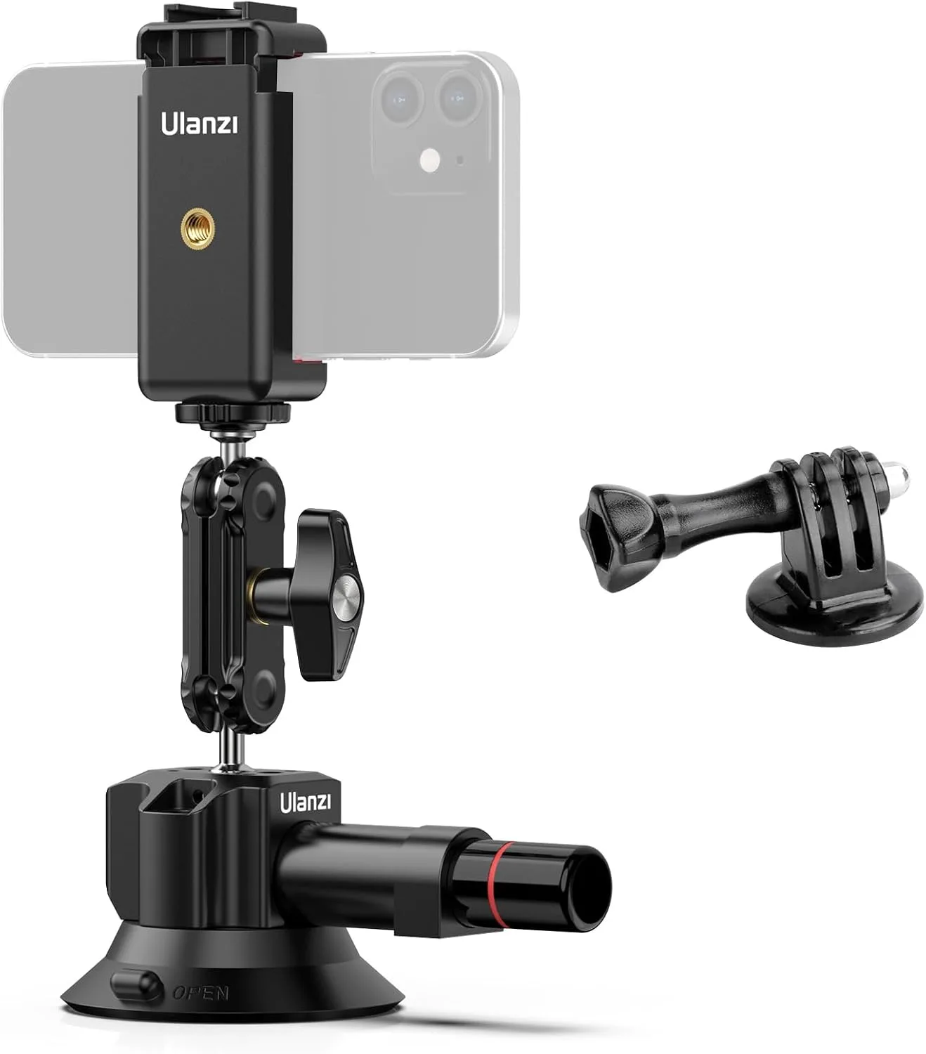 UURig SC-01 Suction Mount 3" for Vlogging Camera Car with Smartphone Clamp