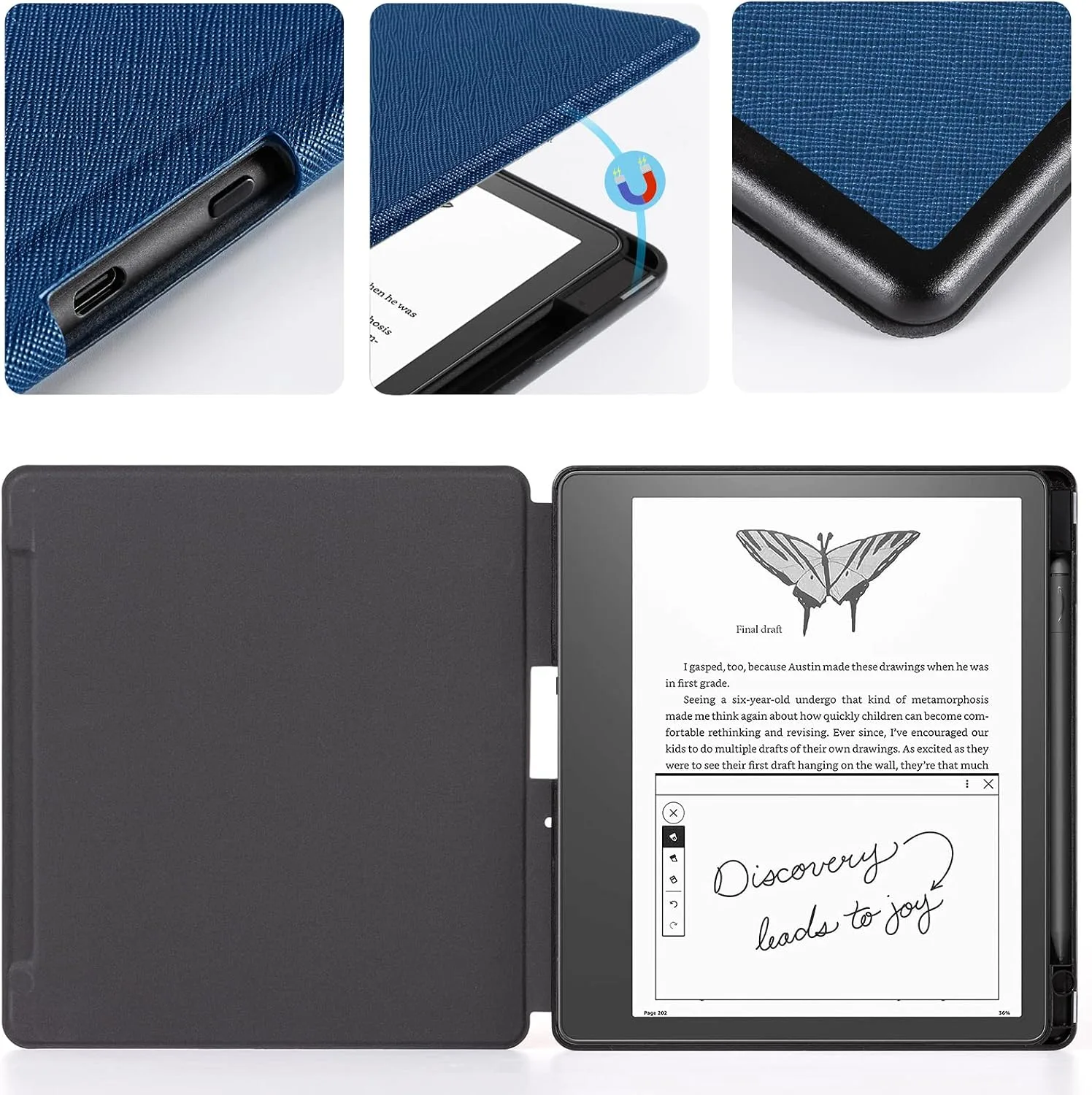 CoBak Case for Kindle Scribe - All New PU Leather Cover with Auto Sleep Wake Feature for Kindle Scribe 10.2" 2022 & 2024 Released with Pen Holder