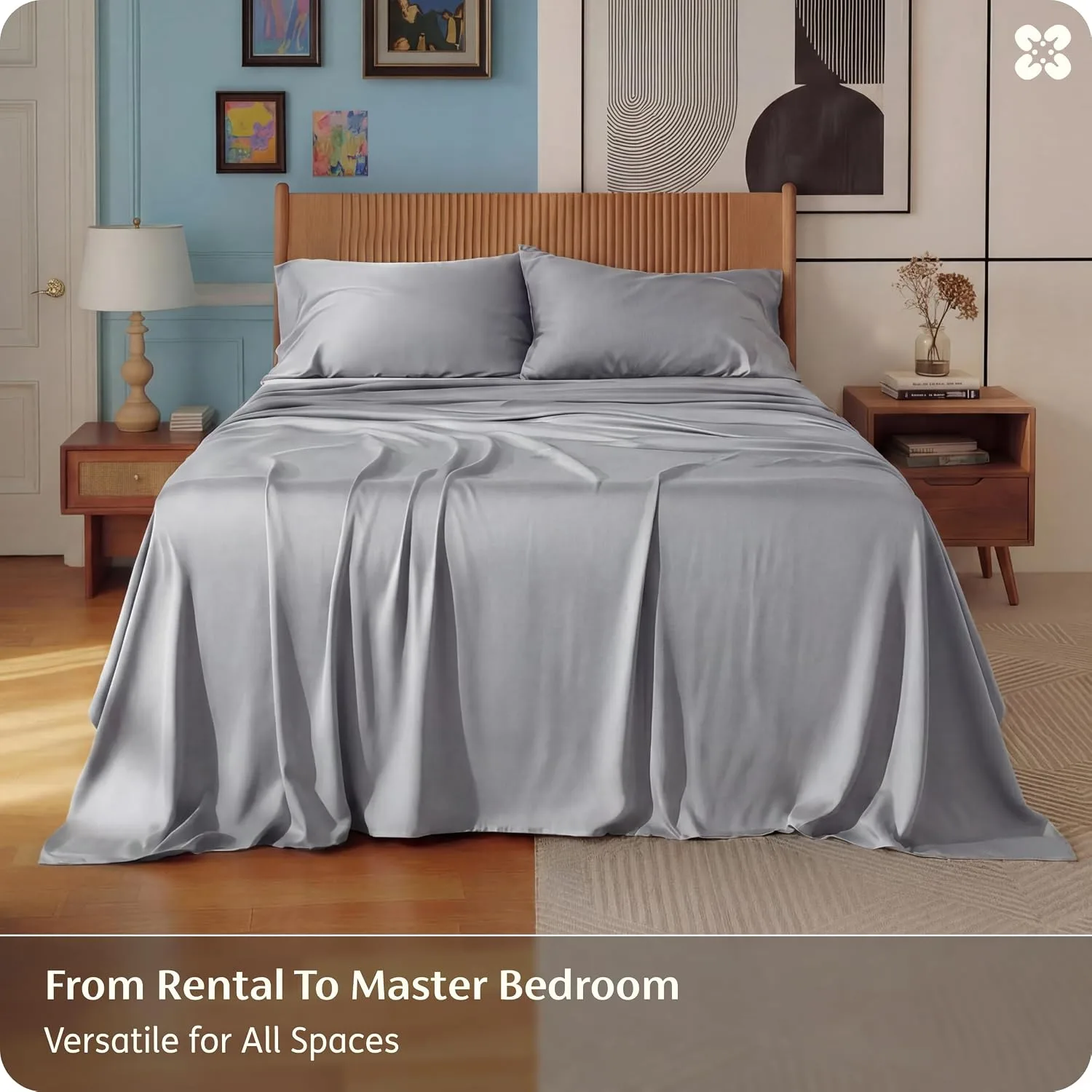 Bedsure PureWoven 100% Rayon Derived from Bamboo, Full Size Sheets, 4 PCS