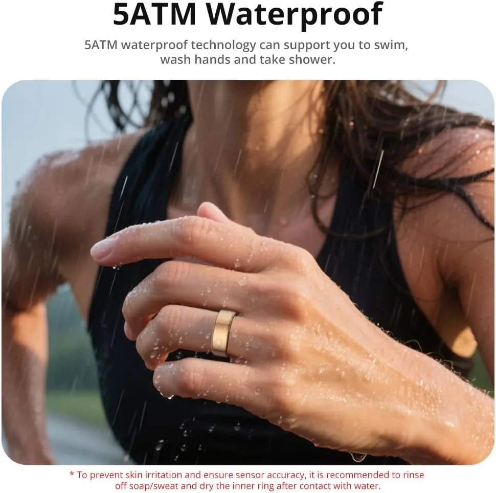 COLMI R02, Smart Ring for Women, AI Health Tracker & 5ATM. (Rose Gold, 9#)