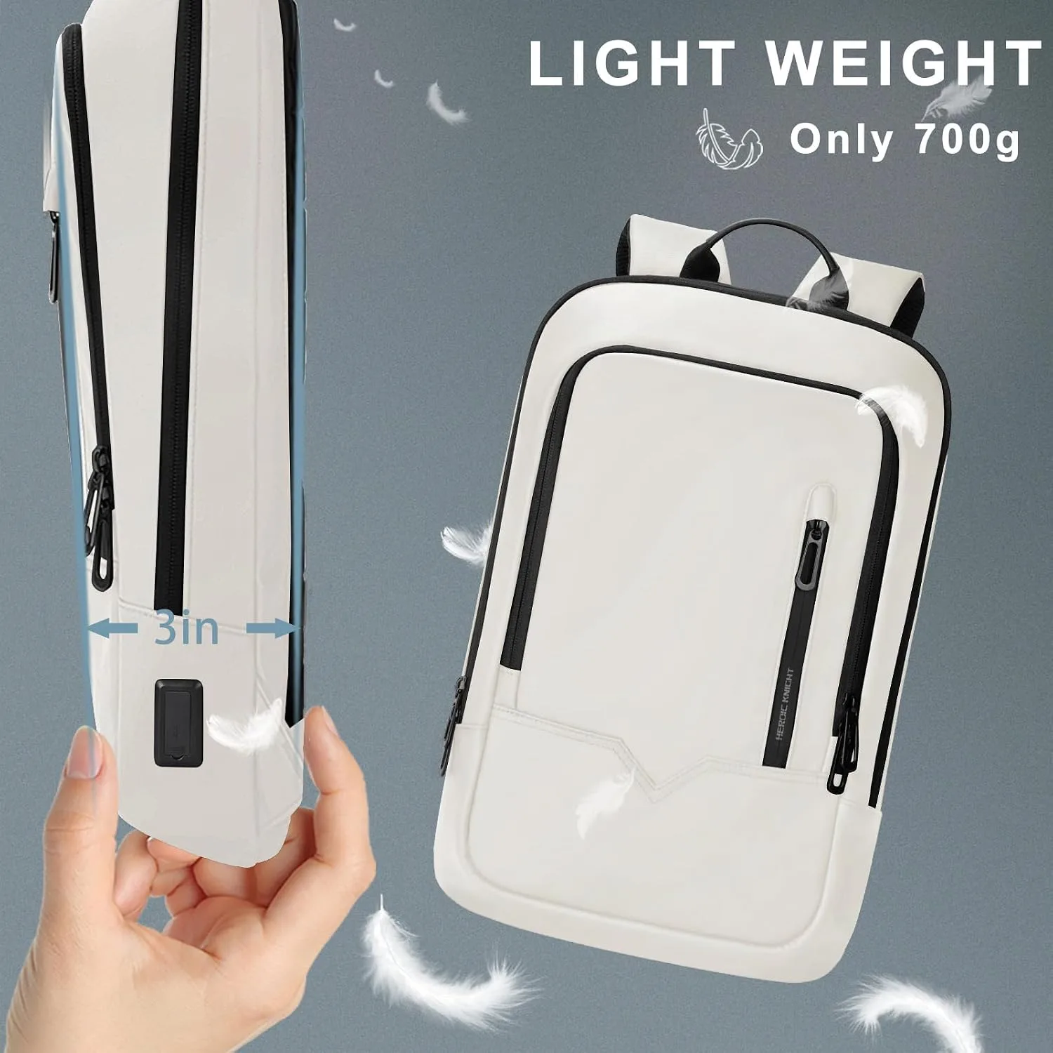 hk Backpack for Men, Business Slim Computer Bag for 17.3 Inch Laptop