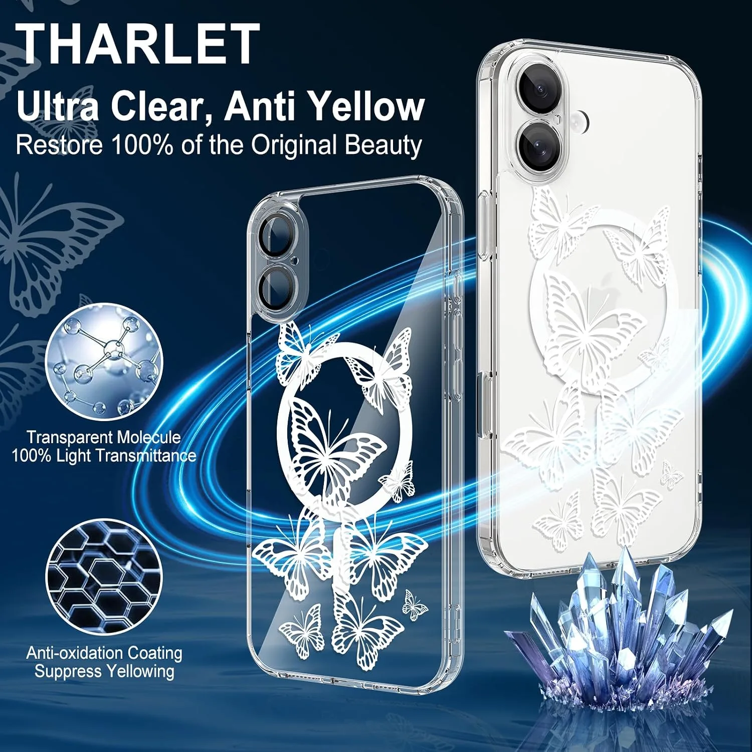 tharlet Magnetic for iPhone 16 Case, Compatible with MagSafe Butterfly