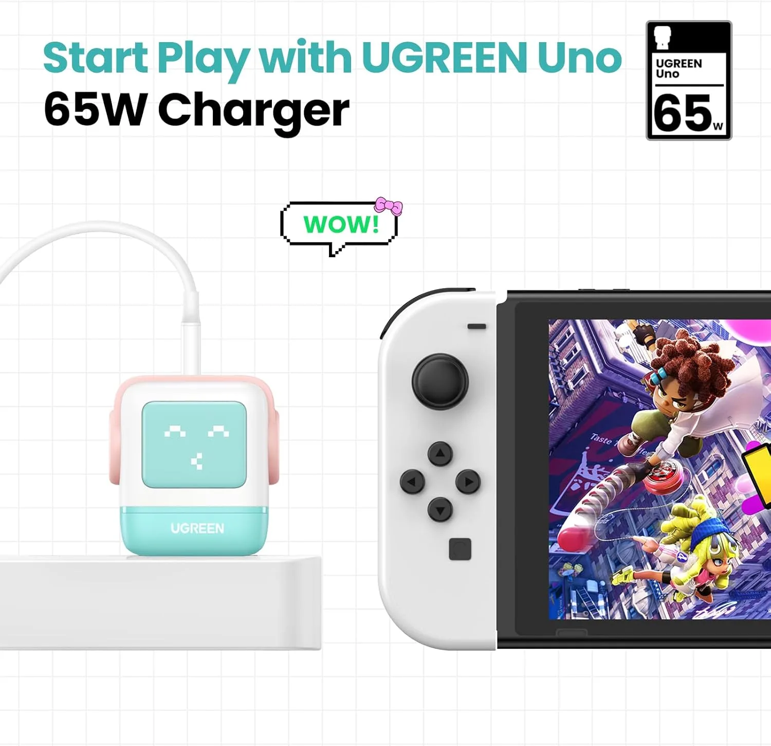UGREEN Uno 65W 3-Port USB C Charger Adapter, GaN Fast Charging Block, Green