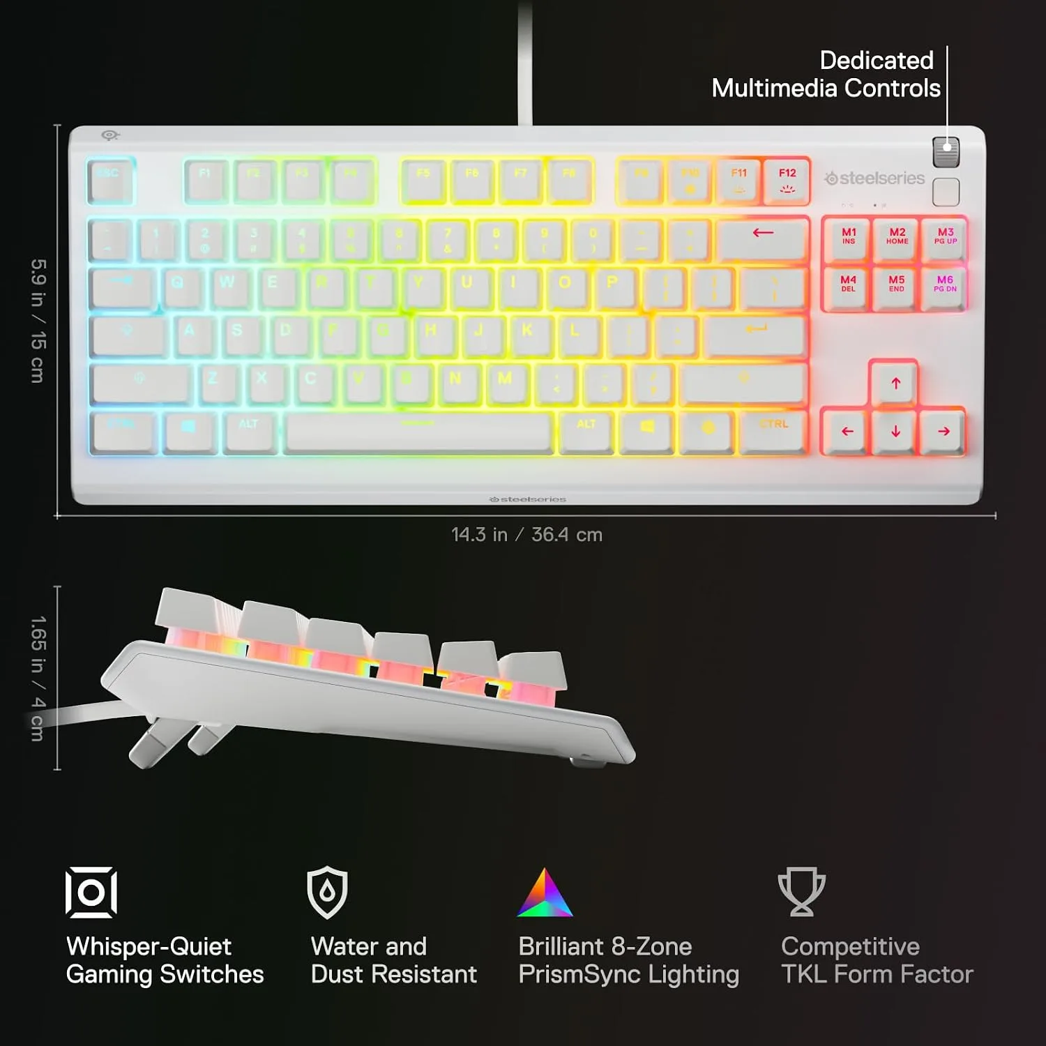 SteelSeries Apex 3 TKL Gaming Keyboard - White