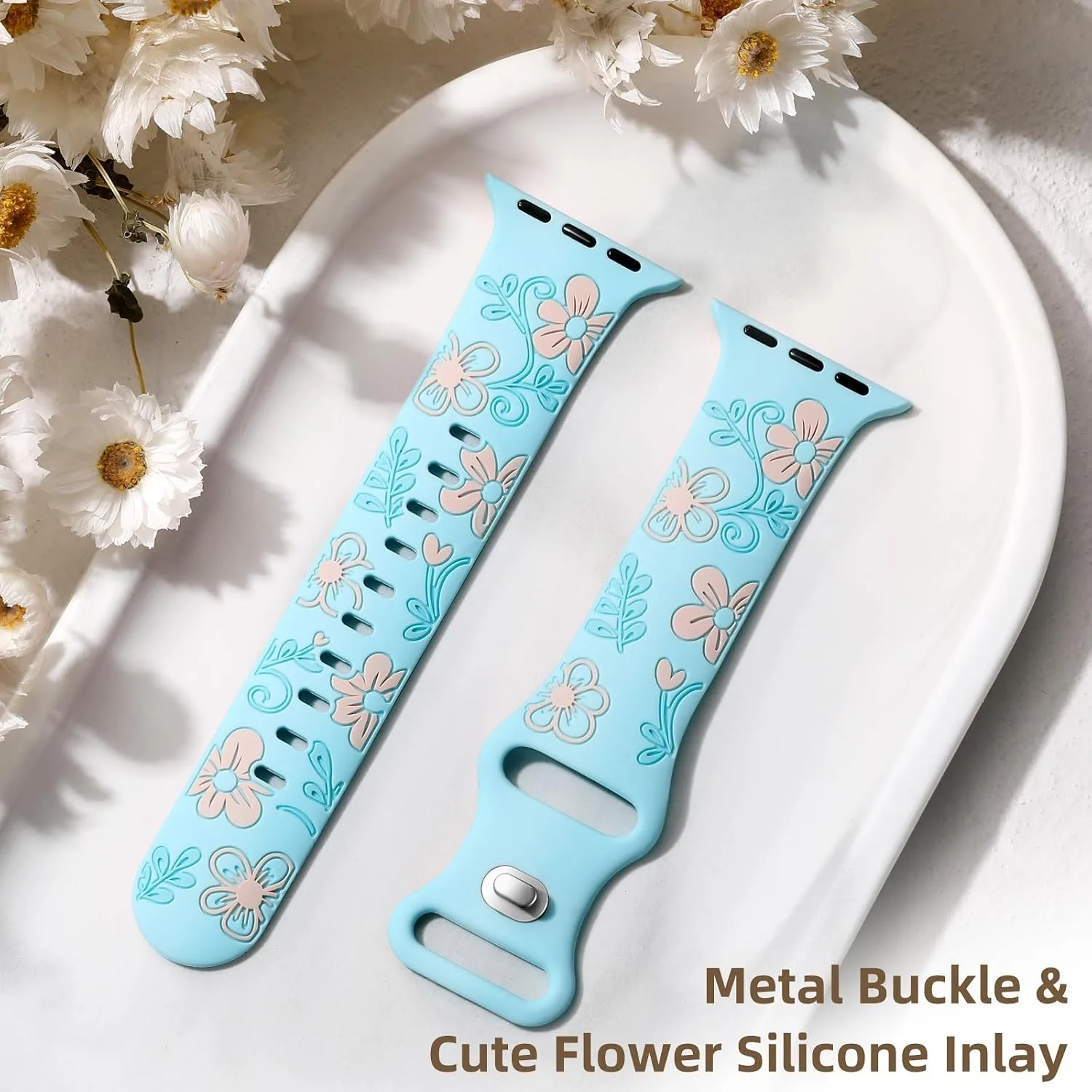 Witzon Floral Silicone Band Compatible with Apple Watch Bands For Women