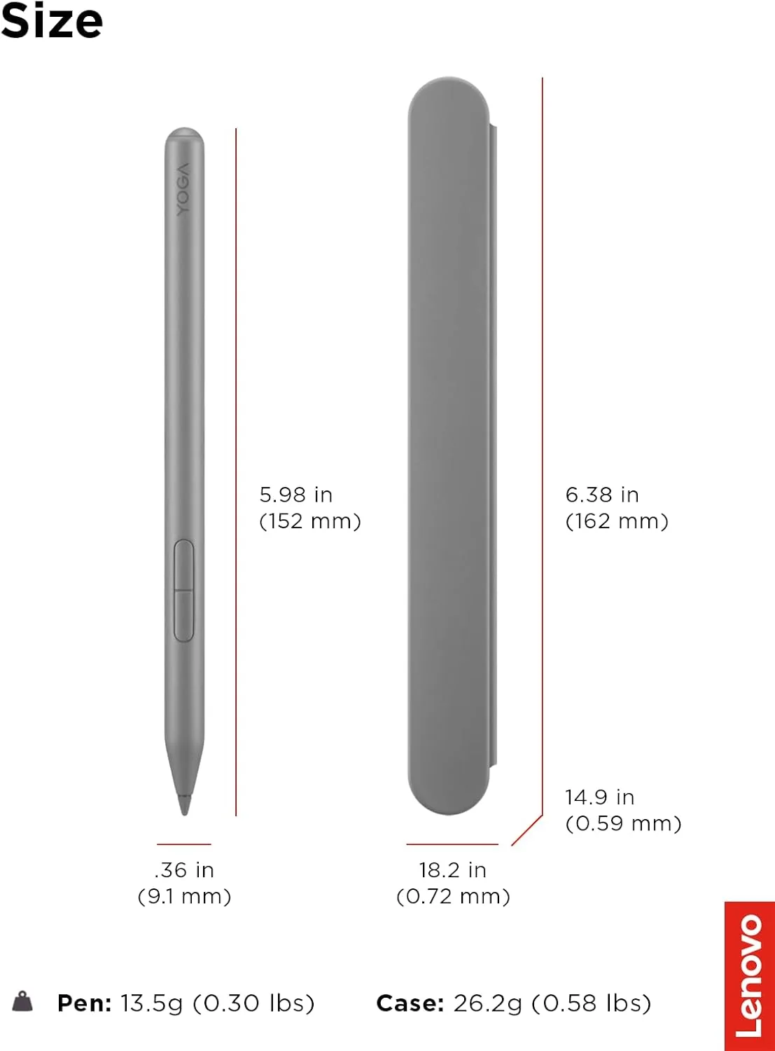 Lenovo Yoga Pen 2 with Magnetic Pen Case, AES 3.0 Stylus with 8192 Pressure Levels, USB C Rechargeable, Tilt Detection, Multi Protocol Support for Lenovo Yoga 2 in 1 PCs, Luna Grey