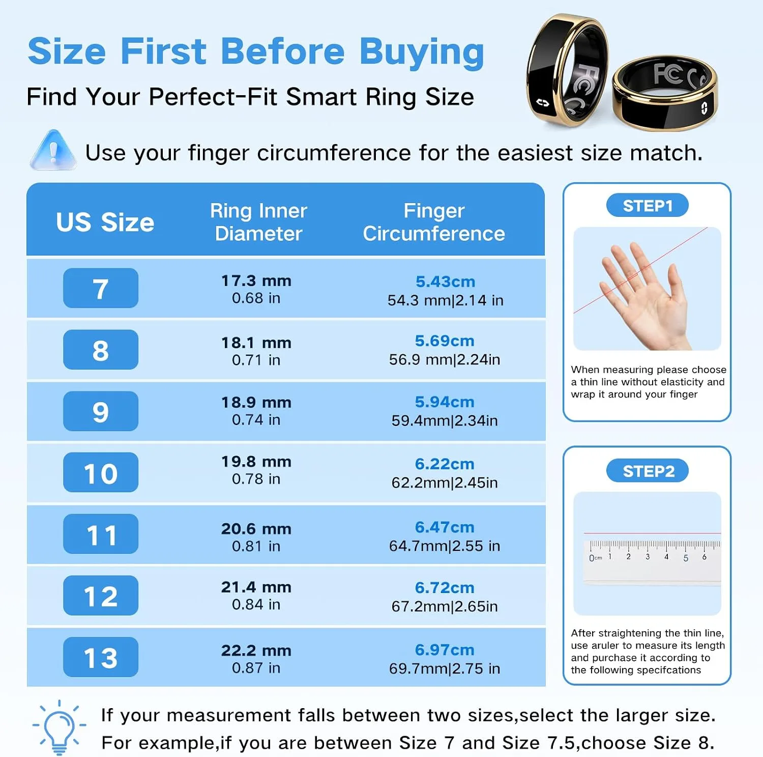 Smart Ring for Women & Men,Smart Ring with Digital Display (Rose Gold,7)