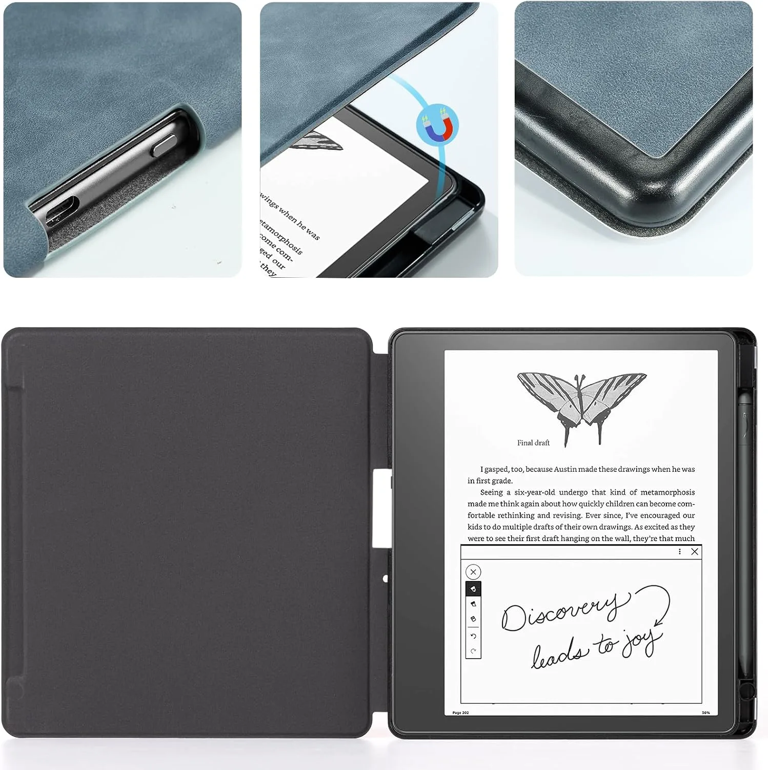 CoBak Case for Kindle Scribe - All New PU Leather Cover with Auto Sleep Wake Feature for Kindle Scribe 10.2" 2022 & 2024 Released with Pen Holder