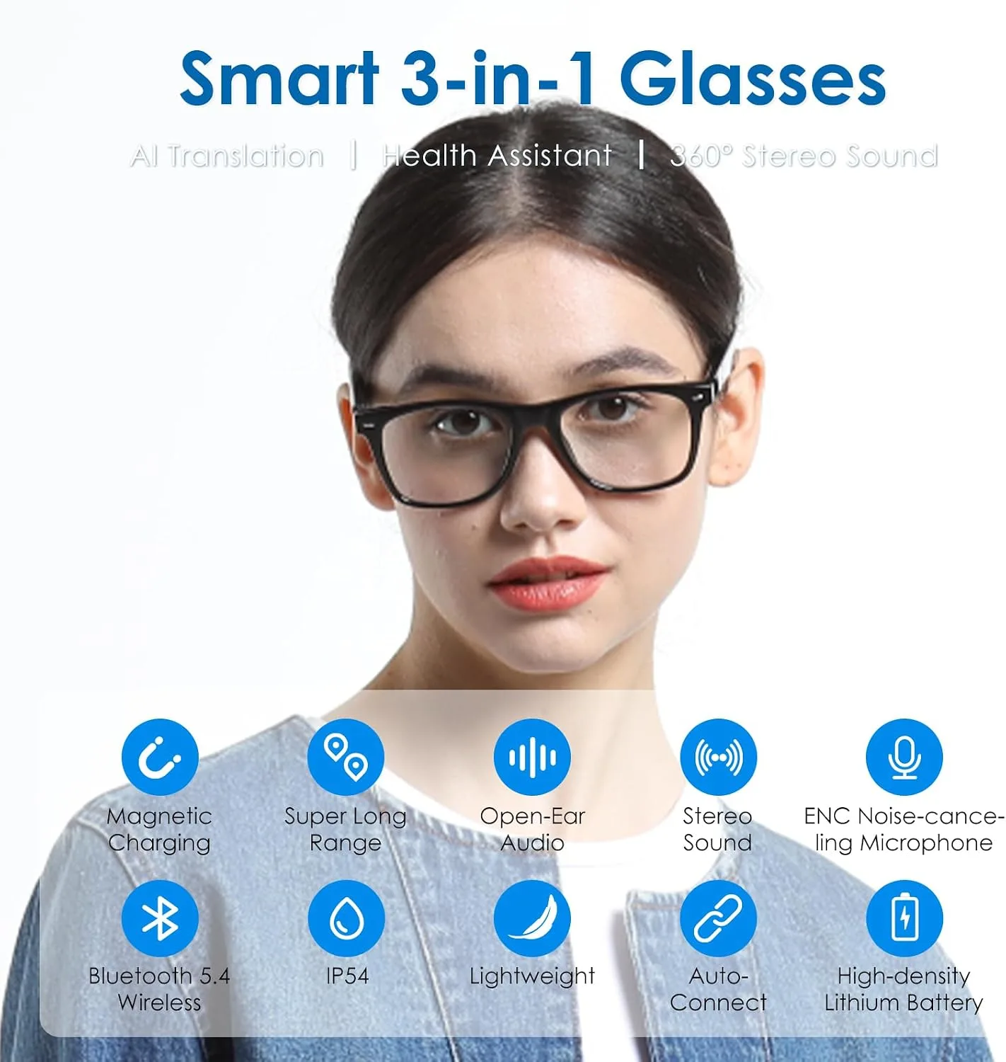 GetD AI Glasses, Smart Glasses Powered by ChatGPT, Real-Time AI Translation