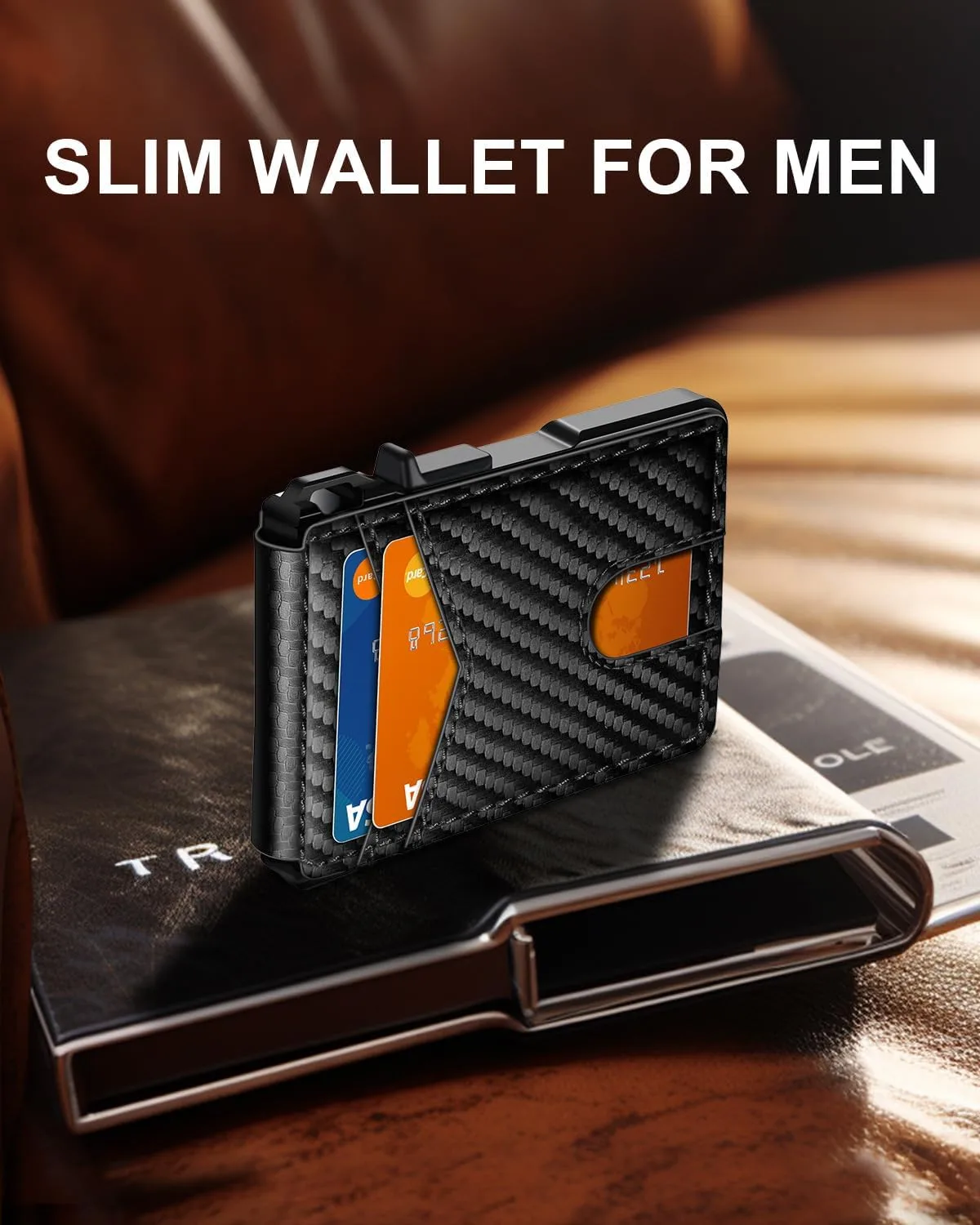 Wallet for Men, Mens Minimalist Wallet 9-13 Cards, Slim Compact RFID Wallet
