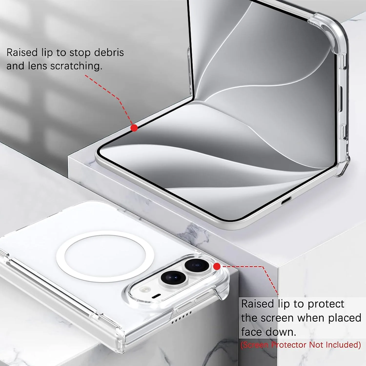 tharlet Magnetic Case Fit for iPhone Duo, Anti Yellowing, Clear