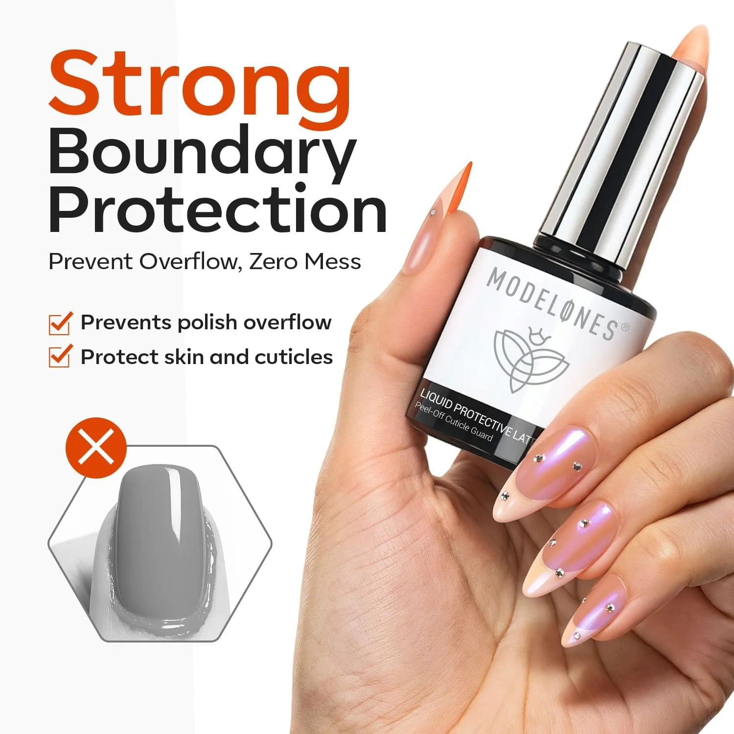 modelones Liquid Latex for Nails, 2 pcs Peel Off Gel Nail Polish Barrier