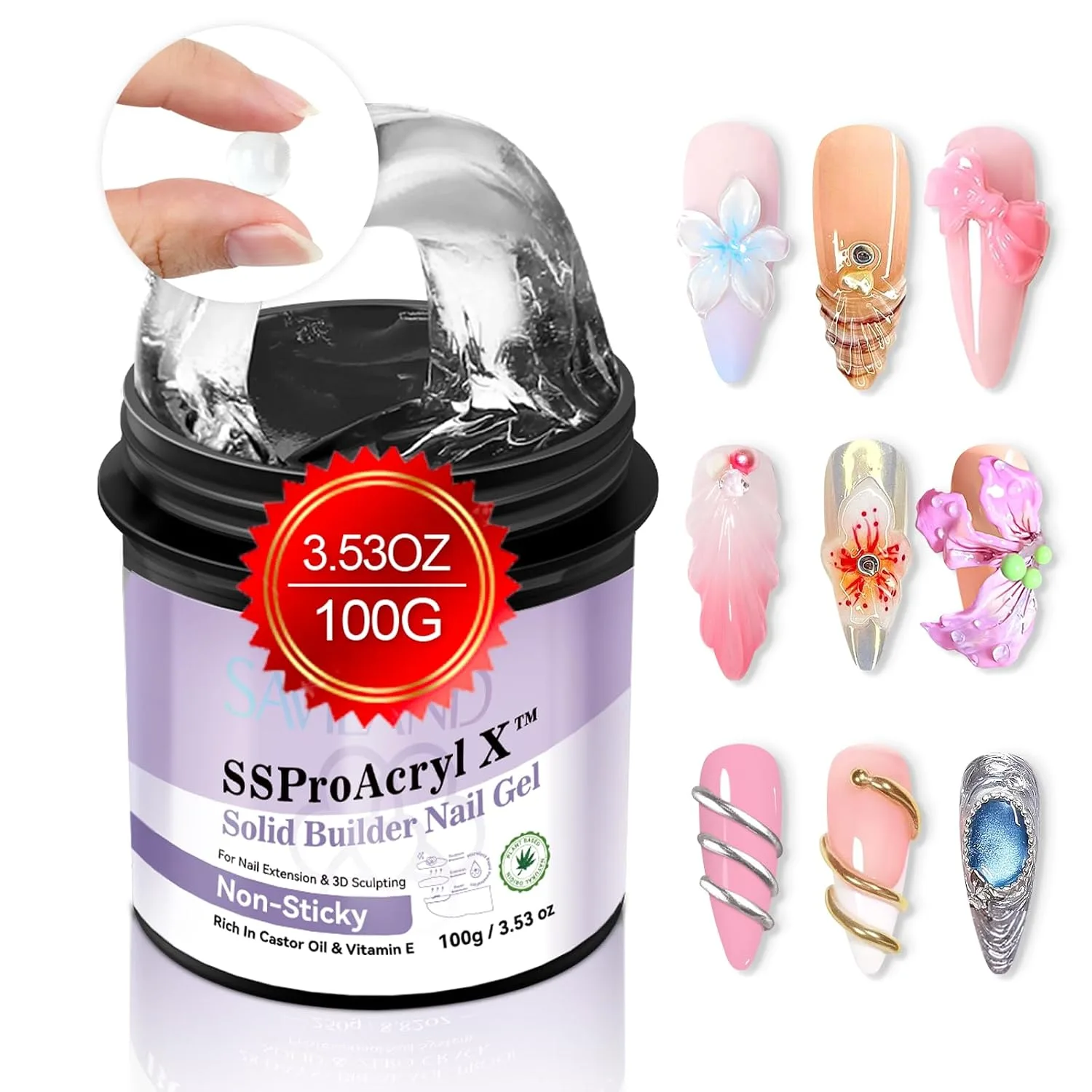 SAVILAND 100g Solid Builder Nail Gel Non Sticky Sculpting Gel for Nails Art