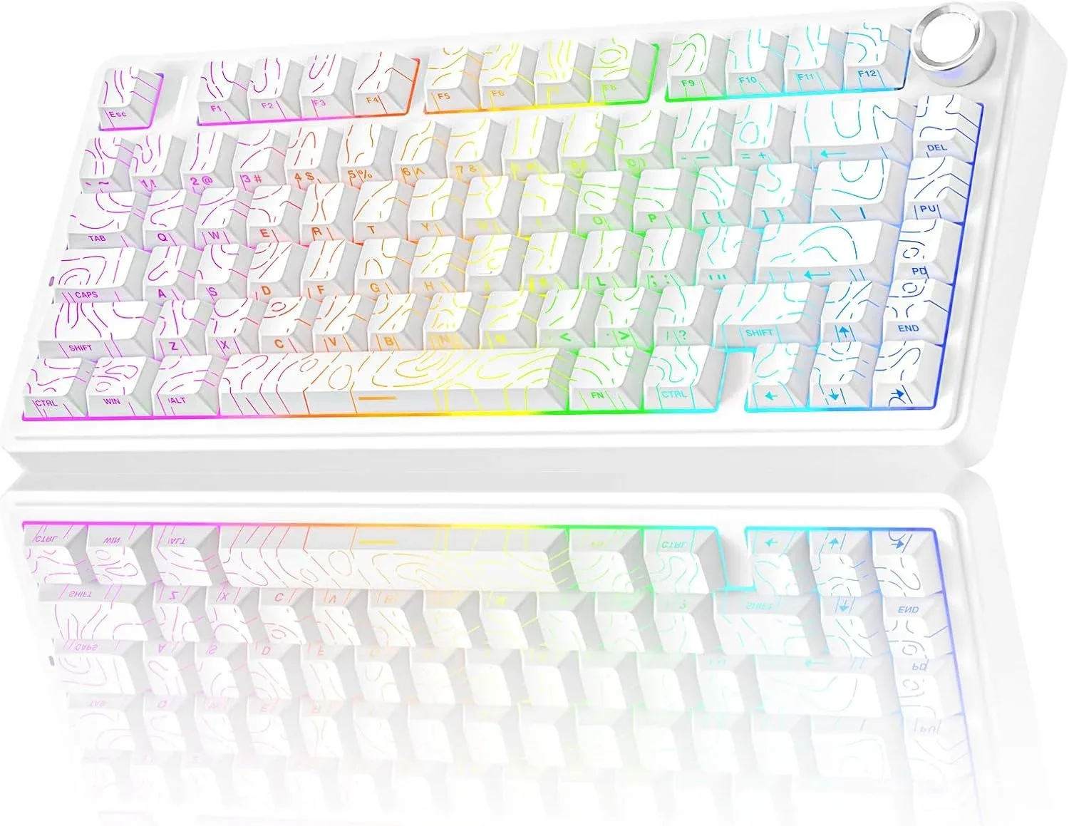 Teclado mecánico AULA F75 Pro inalámbrico 75% blanco con knob