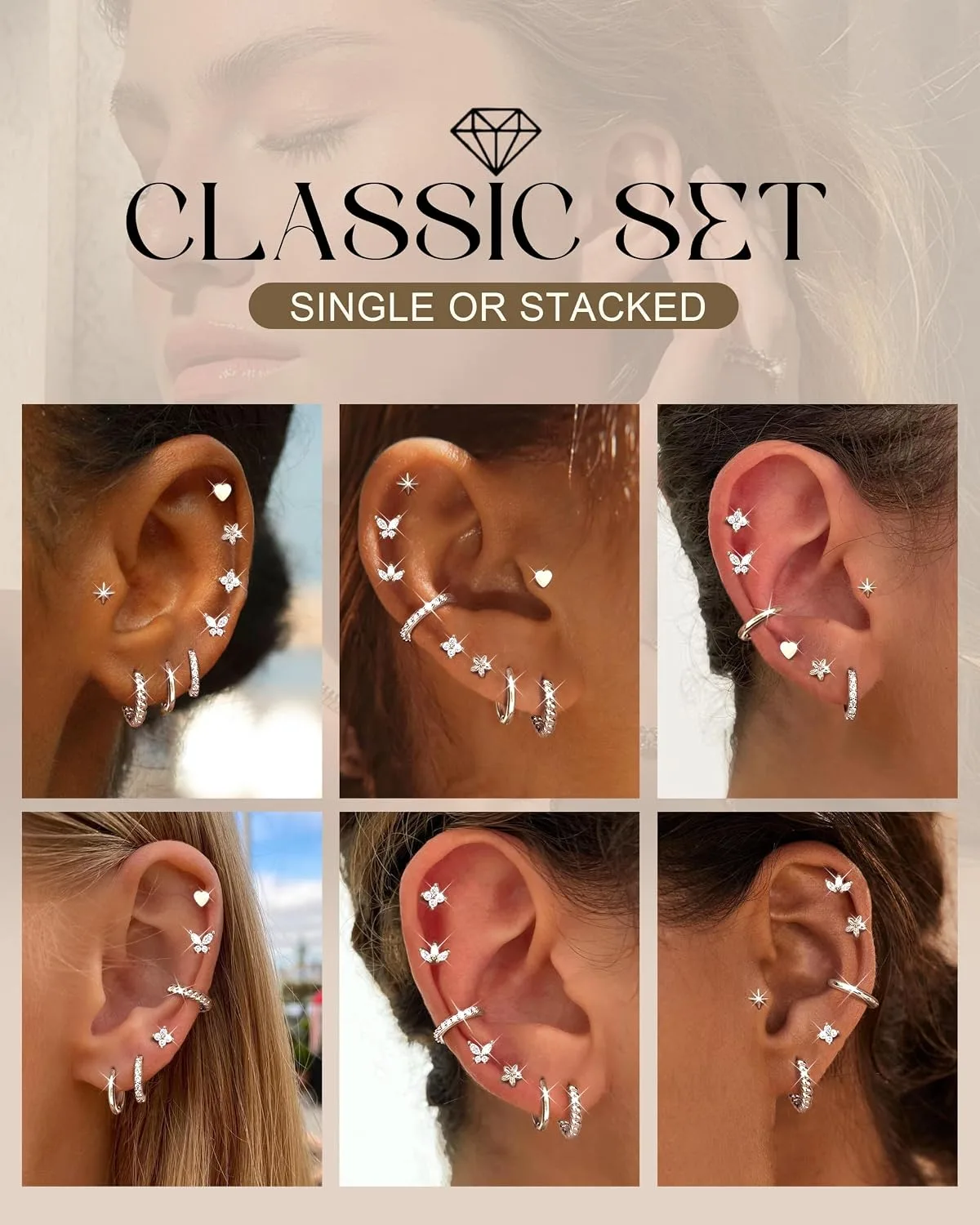 Dochais 14K Gold Plated Surgical Steel Earrings 9 Pairs Flat Back Earrings Small Cartilage Hoop Earring for Women Trendy Hypoallergenic Flatback Stud Stacks for Multiple Piercing Lightweight Jewelry