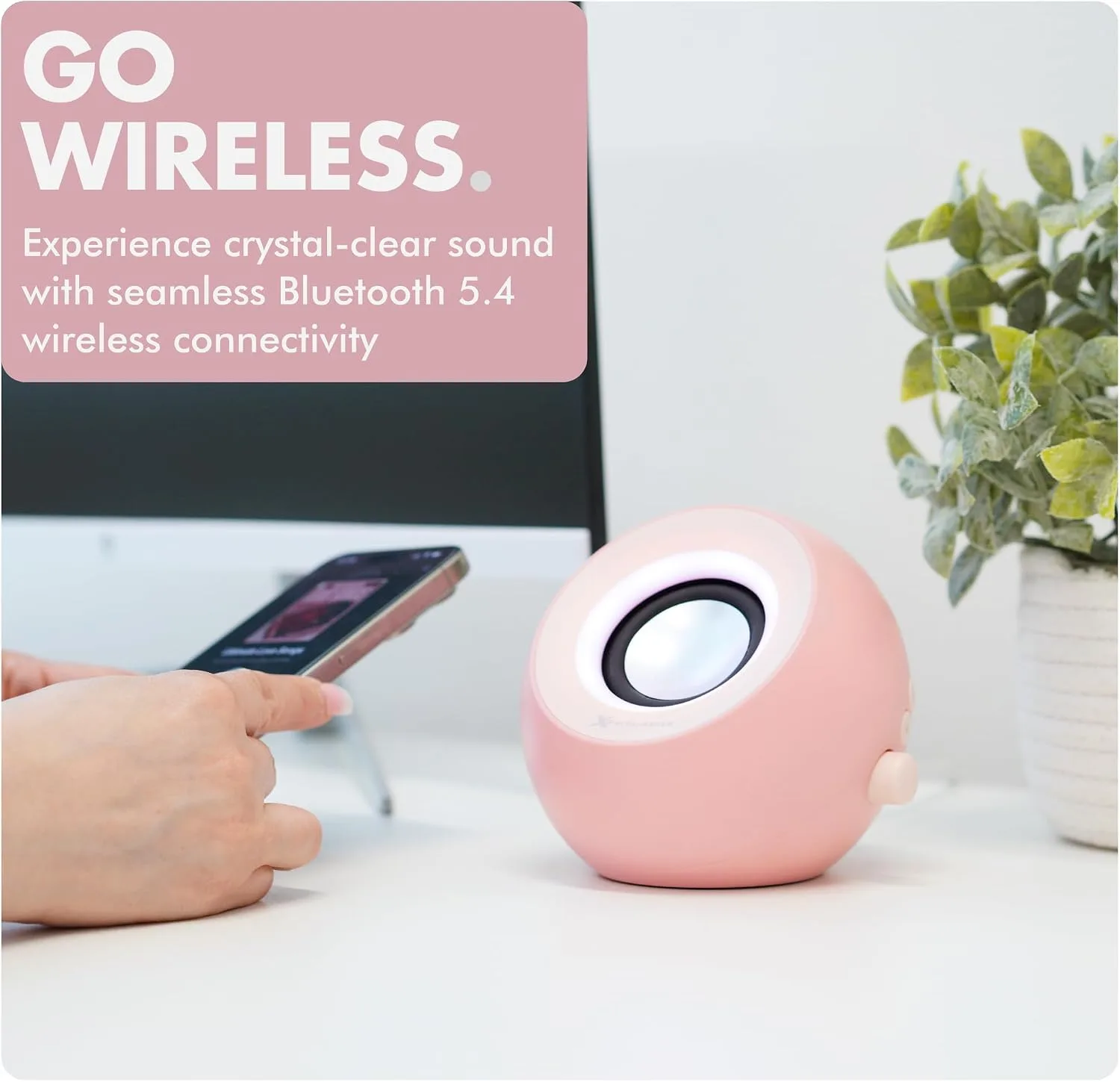 X9 Performance Computer Speakers for Desktop PC with RGB Lighting, Bluetooth, USB, and AUX - Triple Mode Connection, Dual 2.25" Drivers for Work and Play, Bluetooth Desktop Speakers for PC - Pink