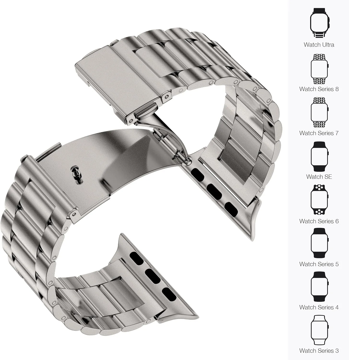 EPULY Compatible with Apple Watch Band 49mm 45mm 44mm 42mm 41mm 40mm 38mm, Business Stainless Steel Metal Watchband for iWatch Band Series 9, Ultra 2, SE, Ultra Series 8 7 6 5 4 3 2 1 Men & Women