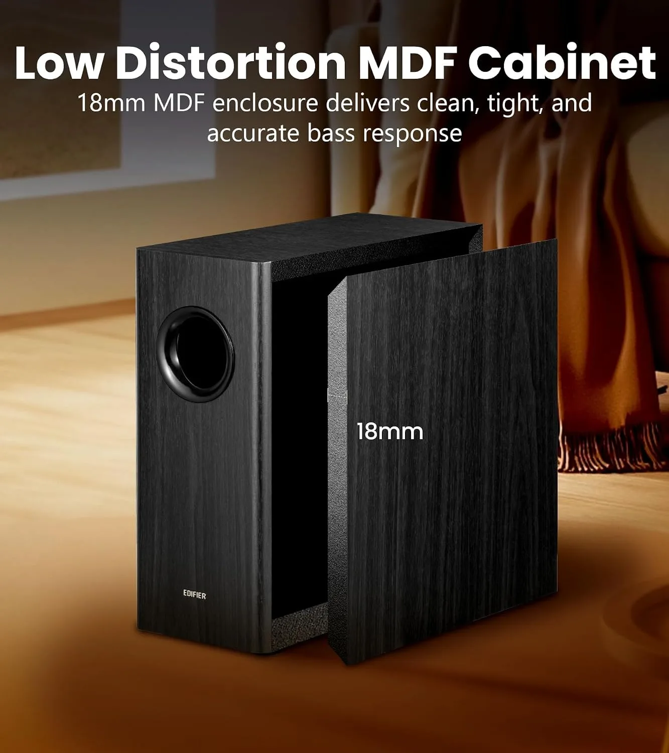 Edifier T5s Powered Subwoofer, 70W RMS, 8" Woofer, 35Hz Deep Bass, Black