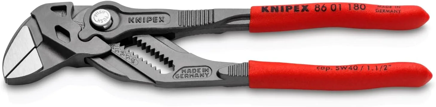 KNIPEX 86 01 180, 7-1/4 in. Pliers Wrench, Capacity 1-1/2 in.