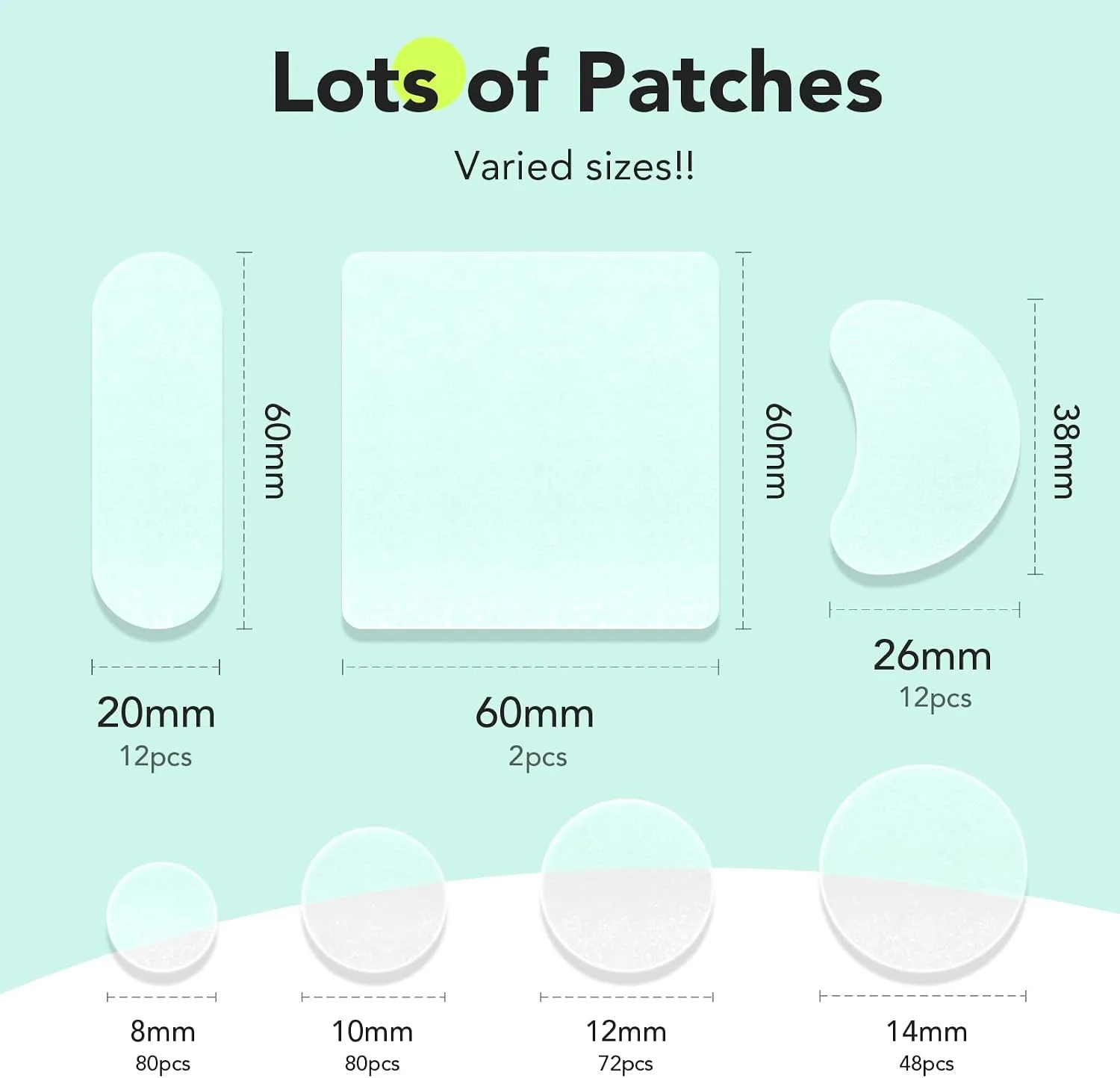 LitBear Large Pimple Patches for Face & Body, 7 Sizes 306 Counts