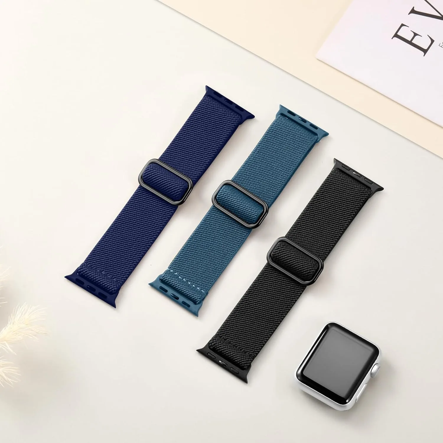 DaQin 3 Pack Stretchy Solo Loop Compatible with Apple Watch Bands Men Women