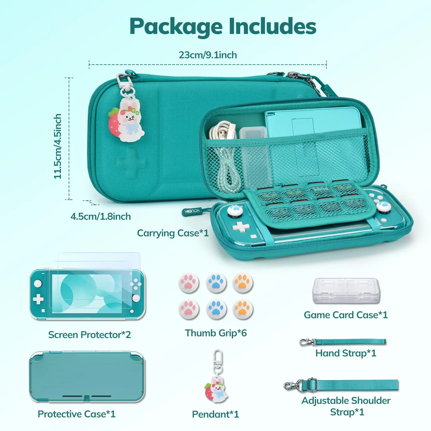Younik Switch Lite Case, 14 in 1 Accessories Kit for NS Switch Lite (2019)