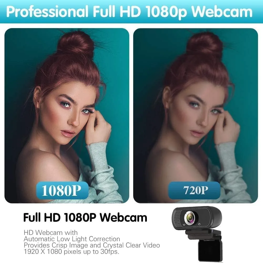 ZIQIAN 1080P Webcam with Microphone, USB Web HD Camera for PC, Laptop&Mac