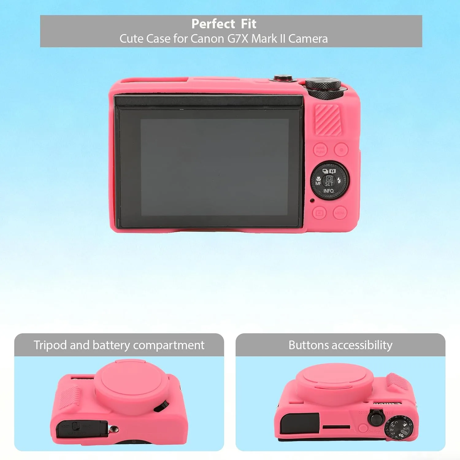 Camera Case for Canon G7X Mark II / G7X II - Rose Red