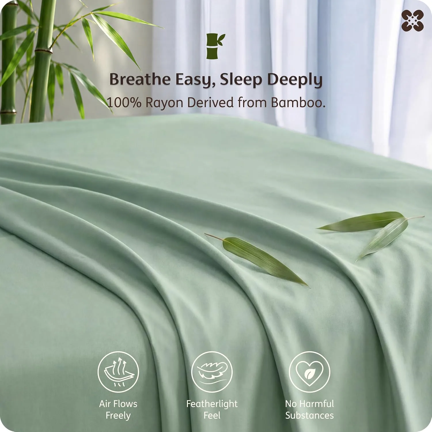 Bedsure PureWoven 100% Rayon Derived from Bamboo, Full Size Sheets, 4 PCS