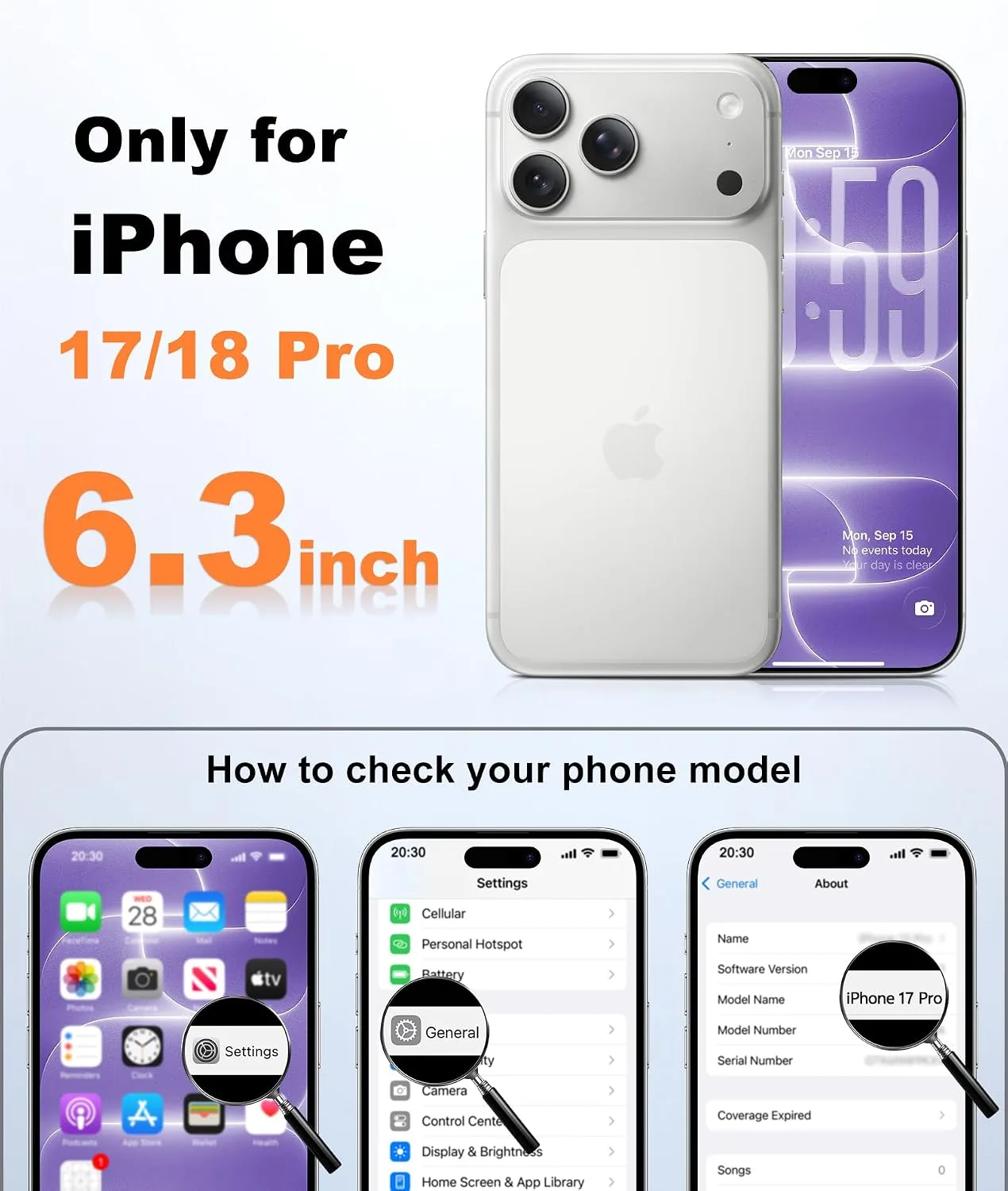 FNTCASE for iPhone 18 Pro Case / 17 Pro Case Fit for MagSafe Light Purple