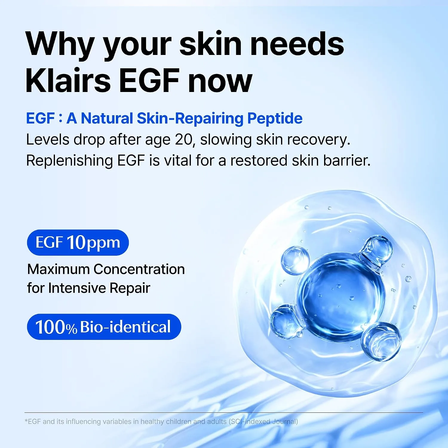 DearKlairs EGF Serum - Blue Youth Activating Drop, Travel Size 0.33 Fl Oz