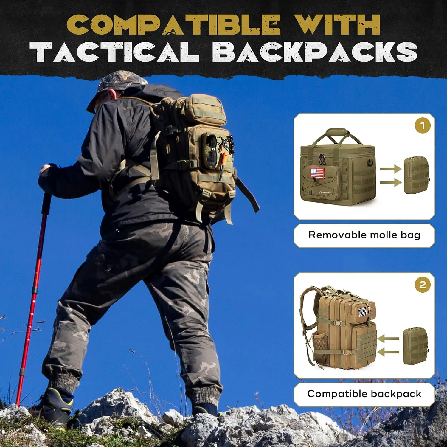 Maelstrom Tactical Lunch Box for Men, Cooler Bag with Detachable MOLLE Bag