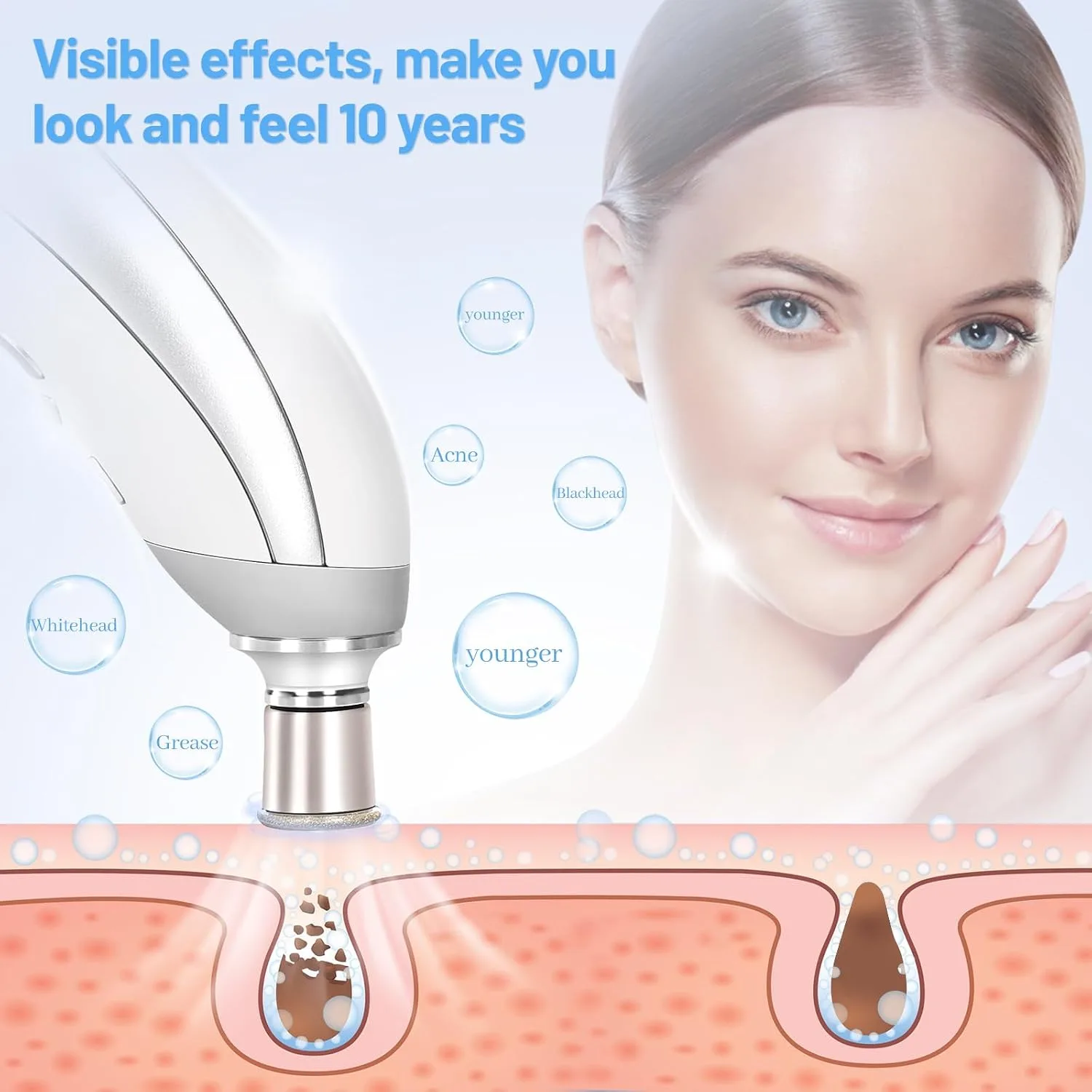 Diamond Professional Microdermabrasion Machine, Portable Dermabrasion Crystal for Facial Skin Care Tool,Face Blackhead Remover Devices Kit,Home Use Microderm Equipment for Women Men