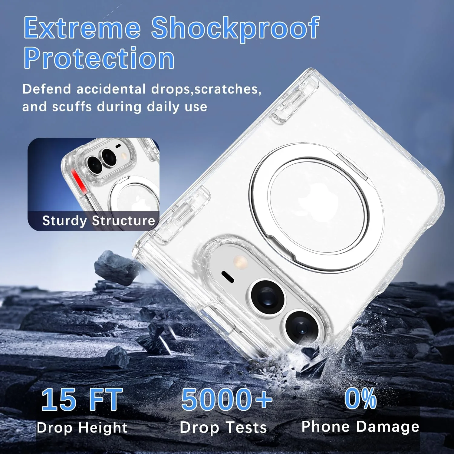 Casetego for iPhone Duo Case Magnetic,with Screen Protector,Clear
