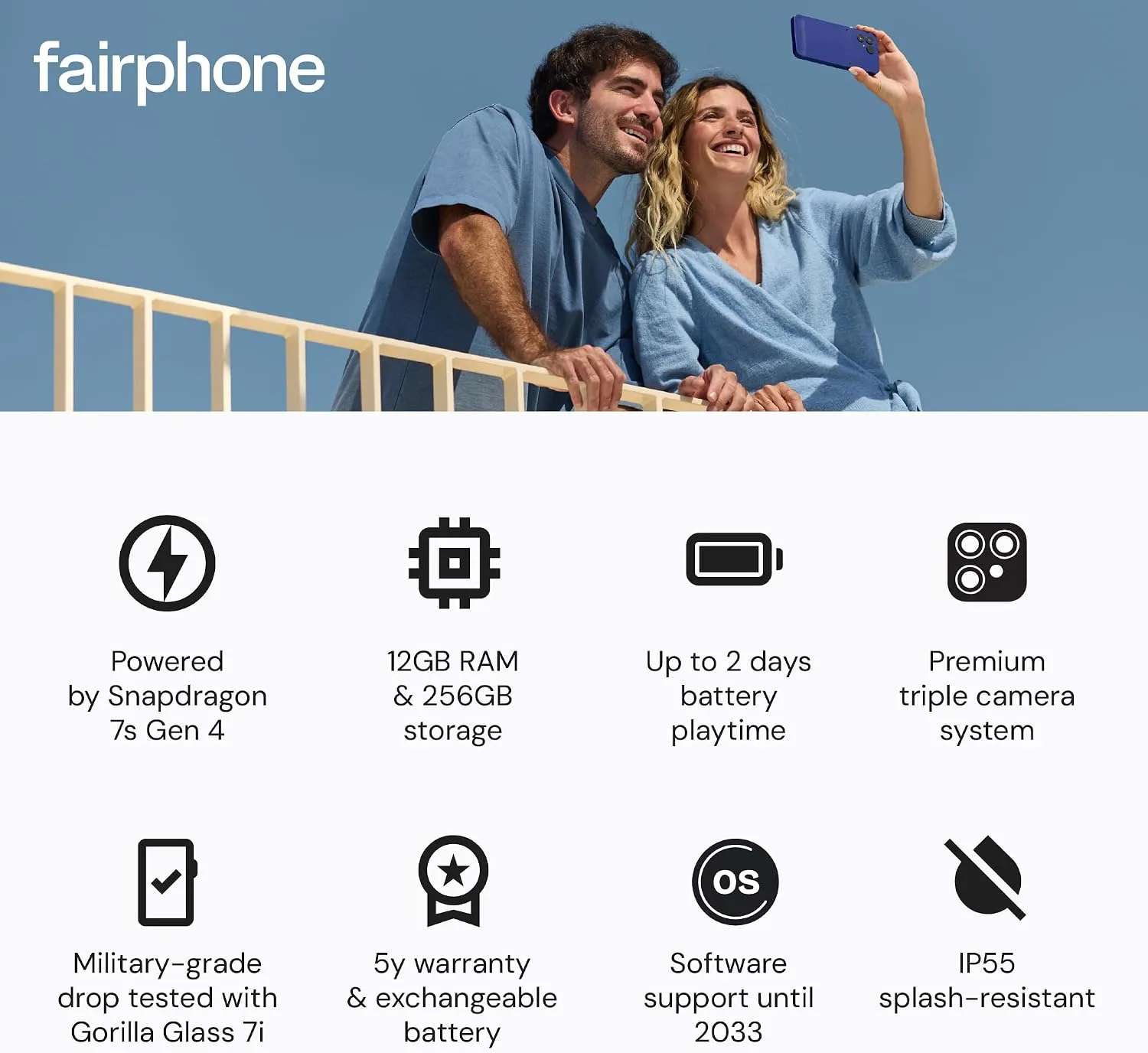 Fairphone (Gen. 6+) 12GB/256GB Modular Unlocked Android Phone - Cobalt Blue