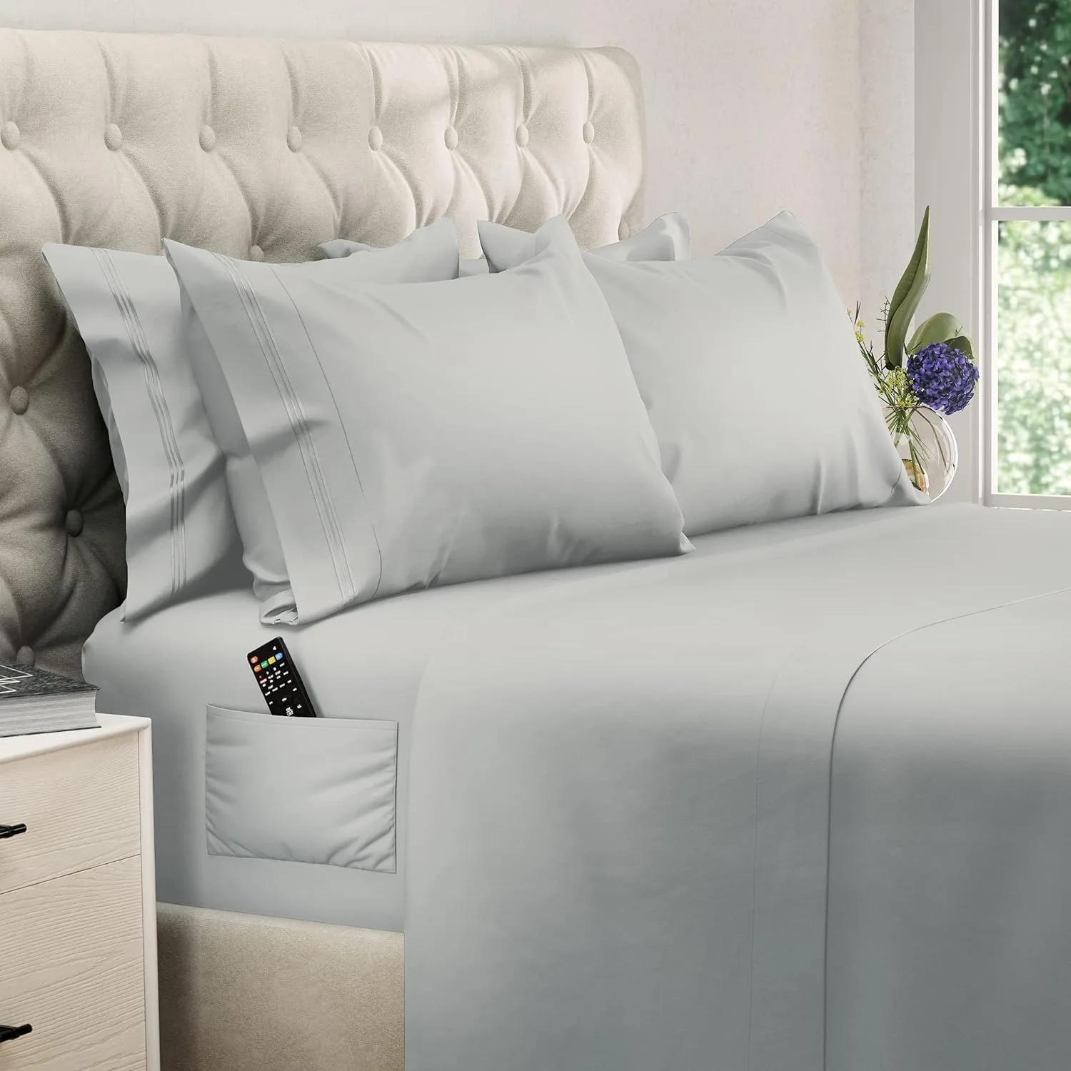DREAMCARE King Size Sheets Set - 6 pcs Breathable Cooling Sheets King Size