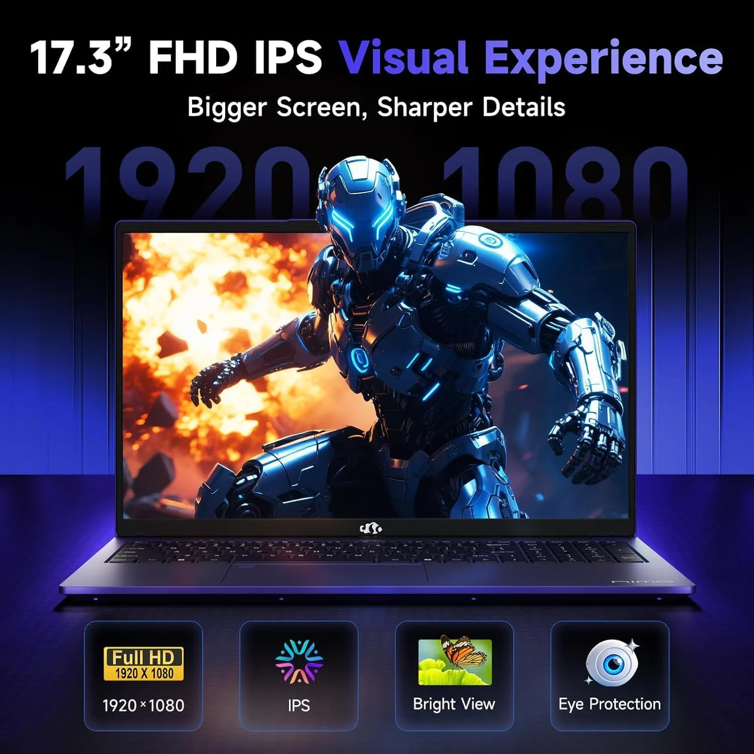 NIMO 17.3" FHD Gaming Laptop AMD Ryzen 5 6600H 16GB DDR5 RAM 512GB SSD