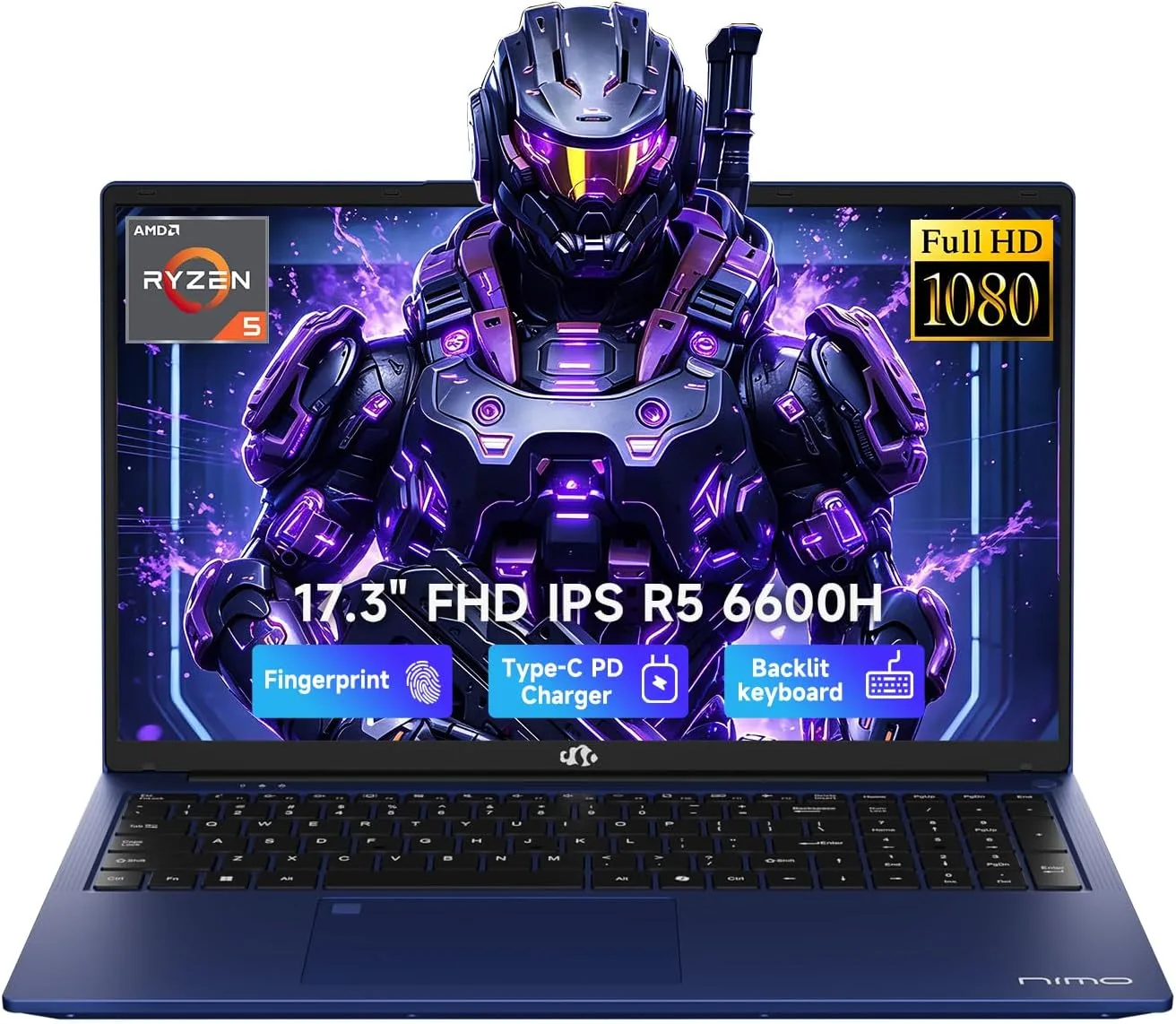 NIMO 17.3" FHD AI Creator Laptop, 6-Core AMD Ryzen 5 32GB 5600MHz 1TB SSD
