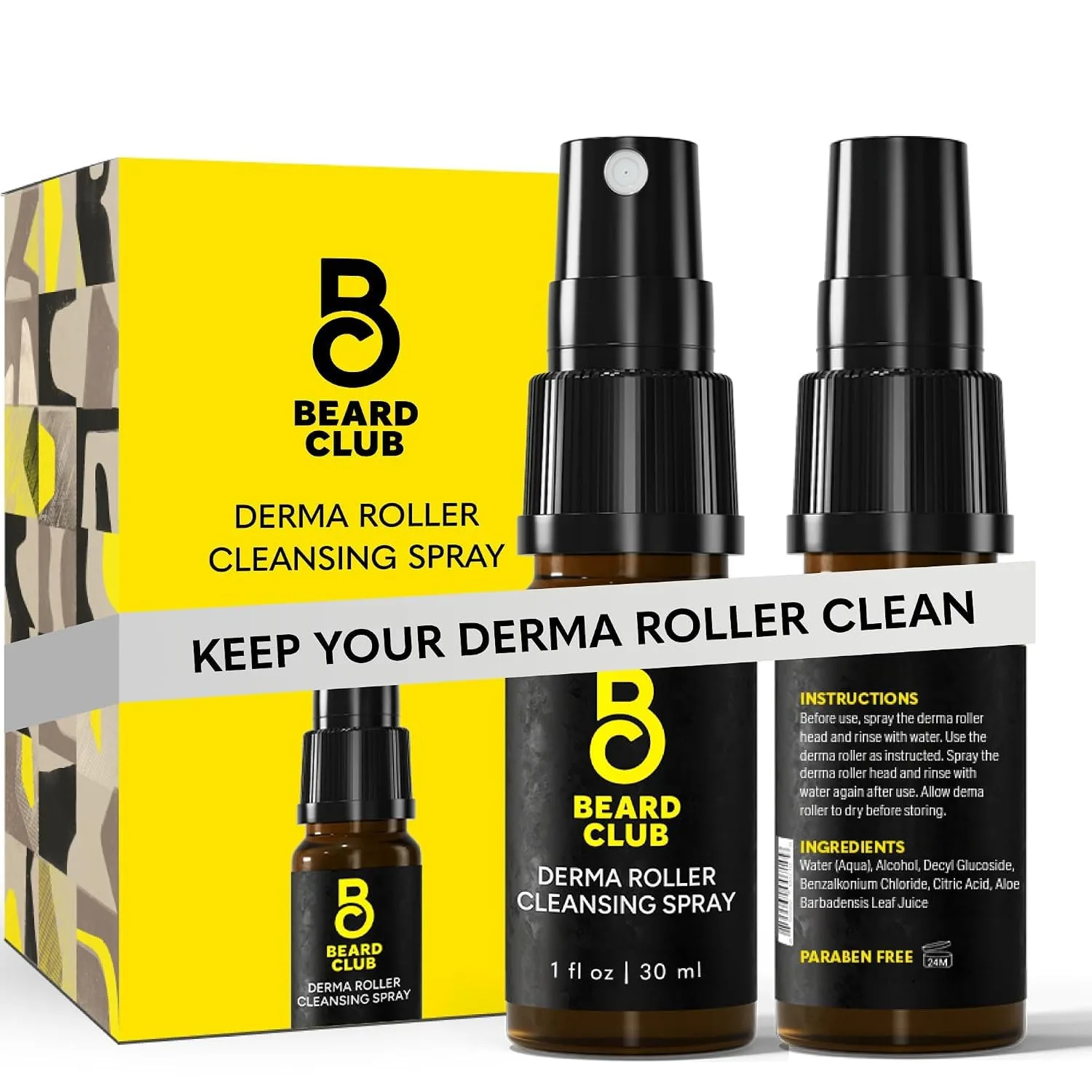 The Beard Club Derma Roller and Biotin Beard Balm Bundle - Mens Grooming Kit with 540 Titanium Microneedle Face Roller 0.25 mm and Thickening Shea Butter Balm for Facial Hair and Skin Care