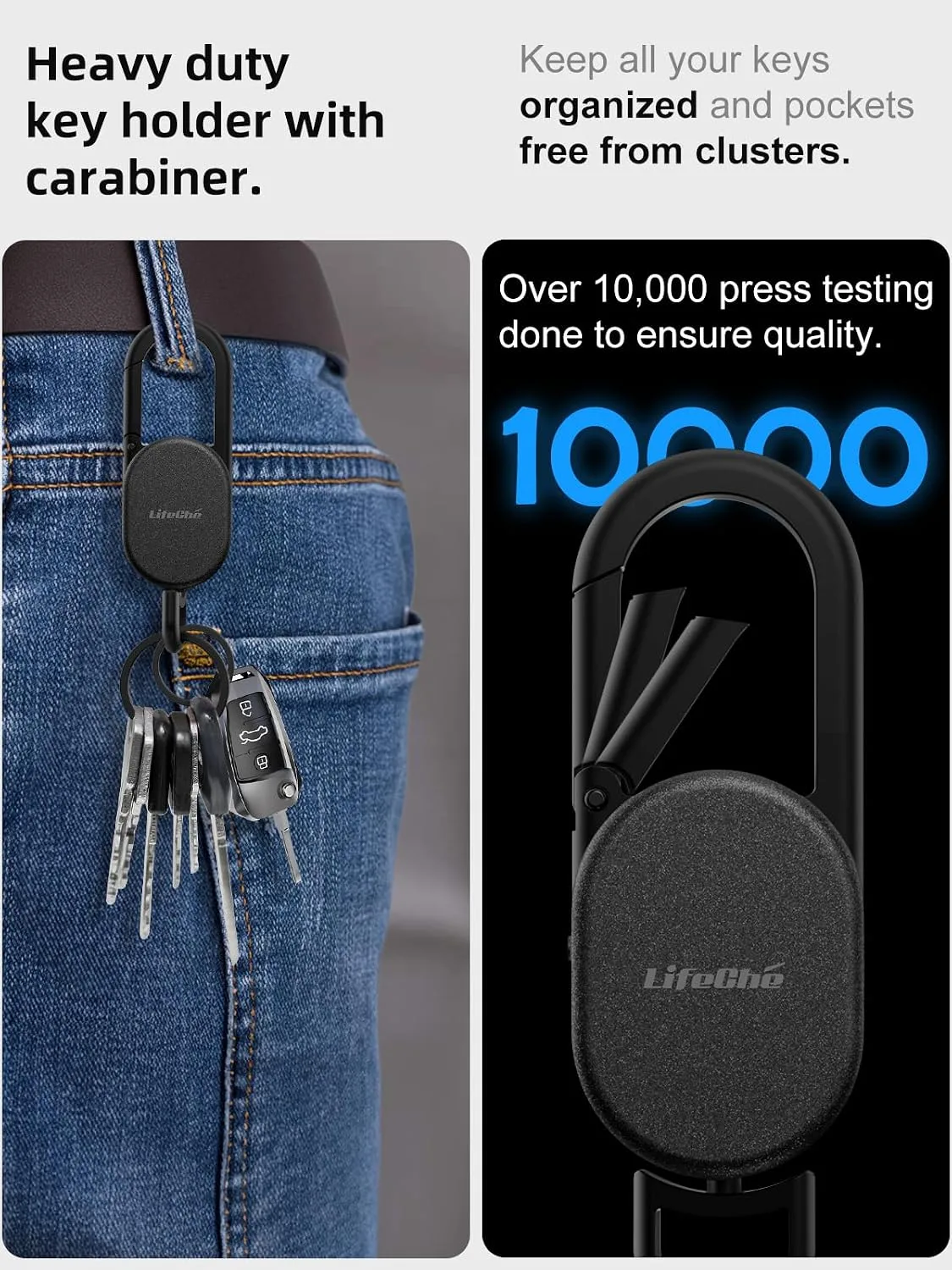 Find My Key Finder, Stainless Steel Keychain, Rechargeable Tracker