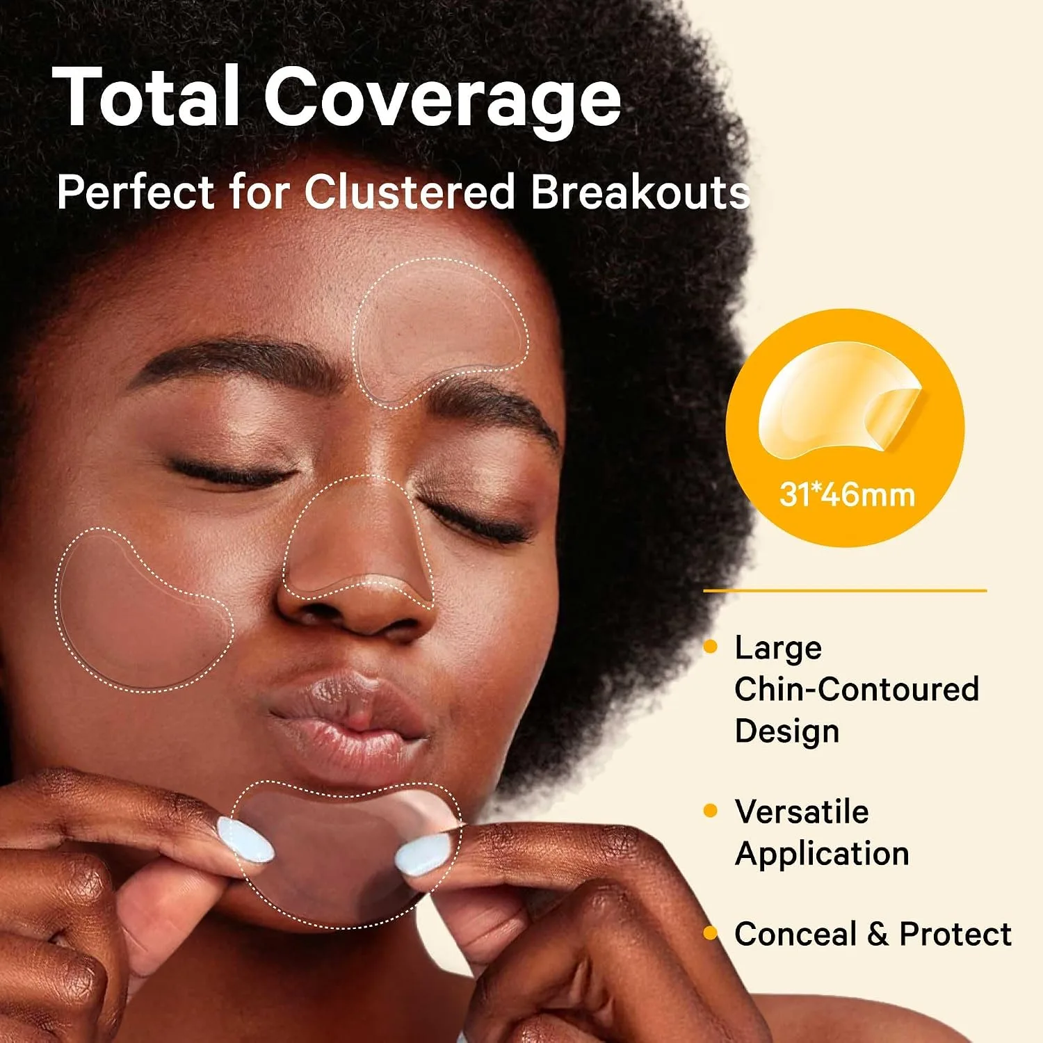 Sosky Chin Pimple Patches Hydrocolloid Acne Patches for Breakouts Large Spot Control Covers for Face Chin & Body Vegan Cruelty Free (12 Count)