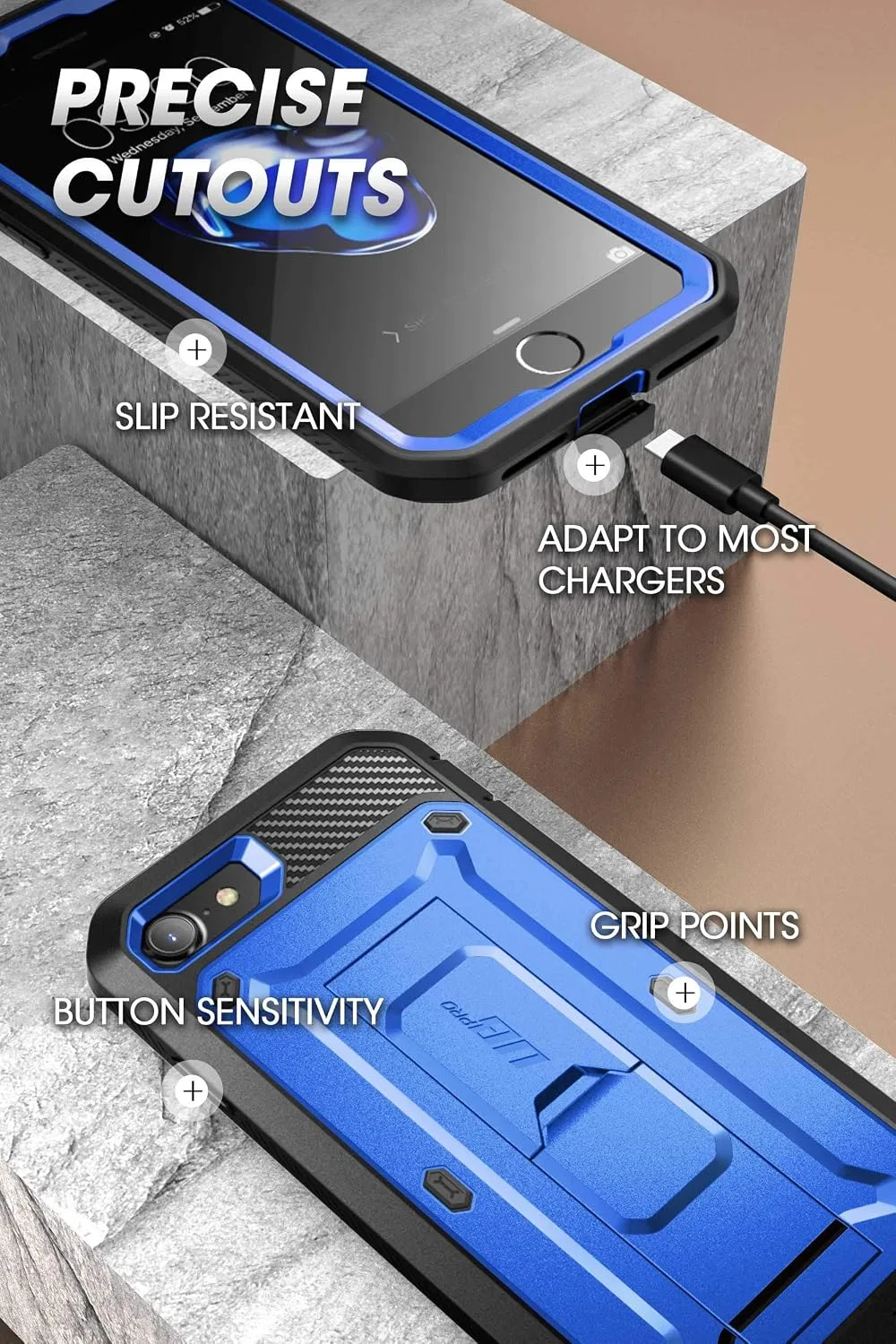 SUPCASE for iPhone SE 3rd / SE 2nd /7/8 Case with Screen Protector, Blue