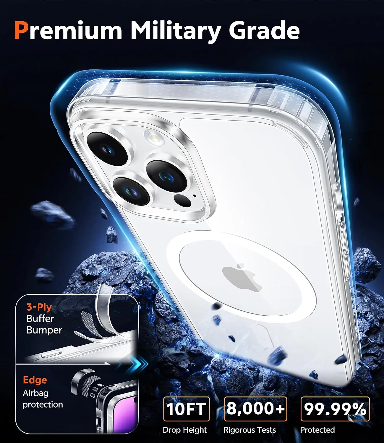 FNTCASE for iPhone 14 Pro Case Compatible with Magsafe Clear Phonecase