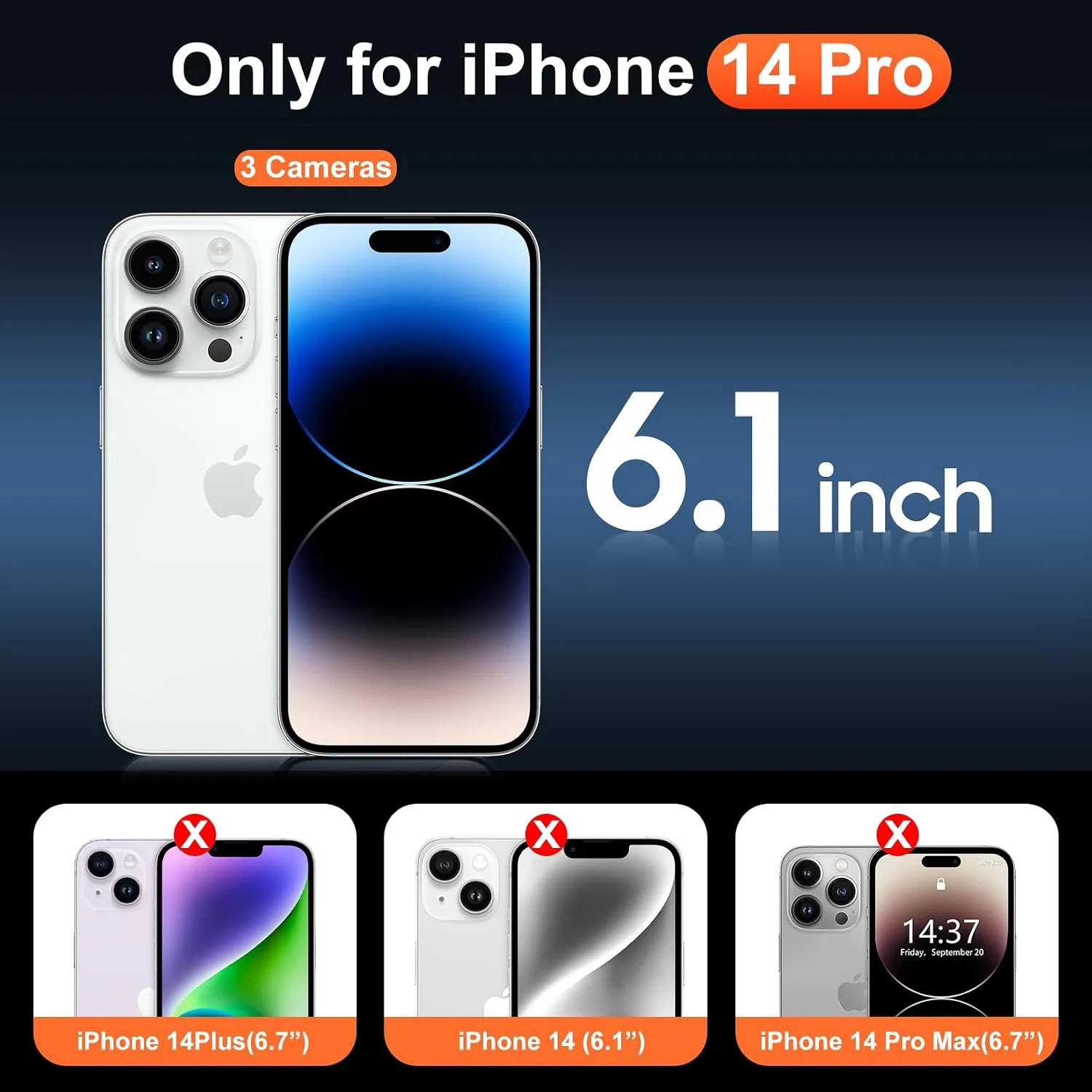 Temdan for iPhone 14 Pro Case with Screen Protector Clear