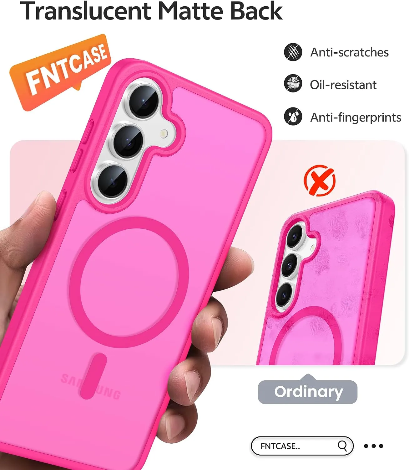 FNTCASE for Samsung Galaxy S26 FE Case / S25 FE Case, with Screen Protector